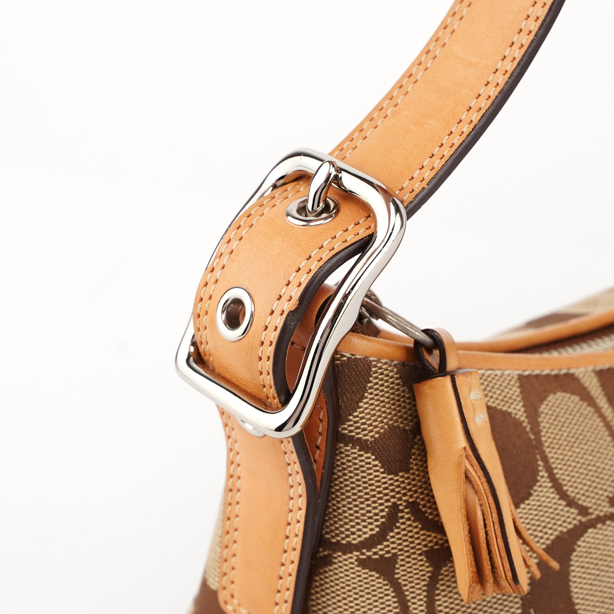 8K01 Beige Signature C Demi Shoulder Bag