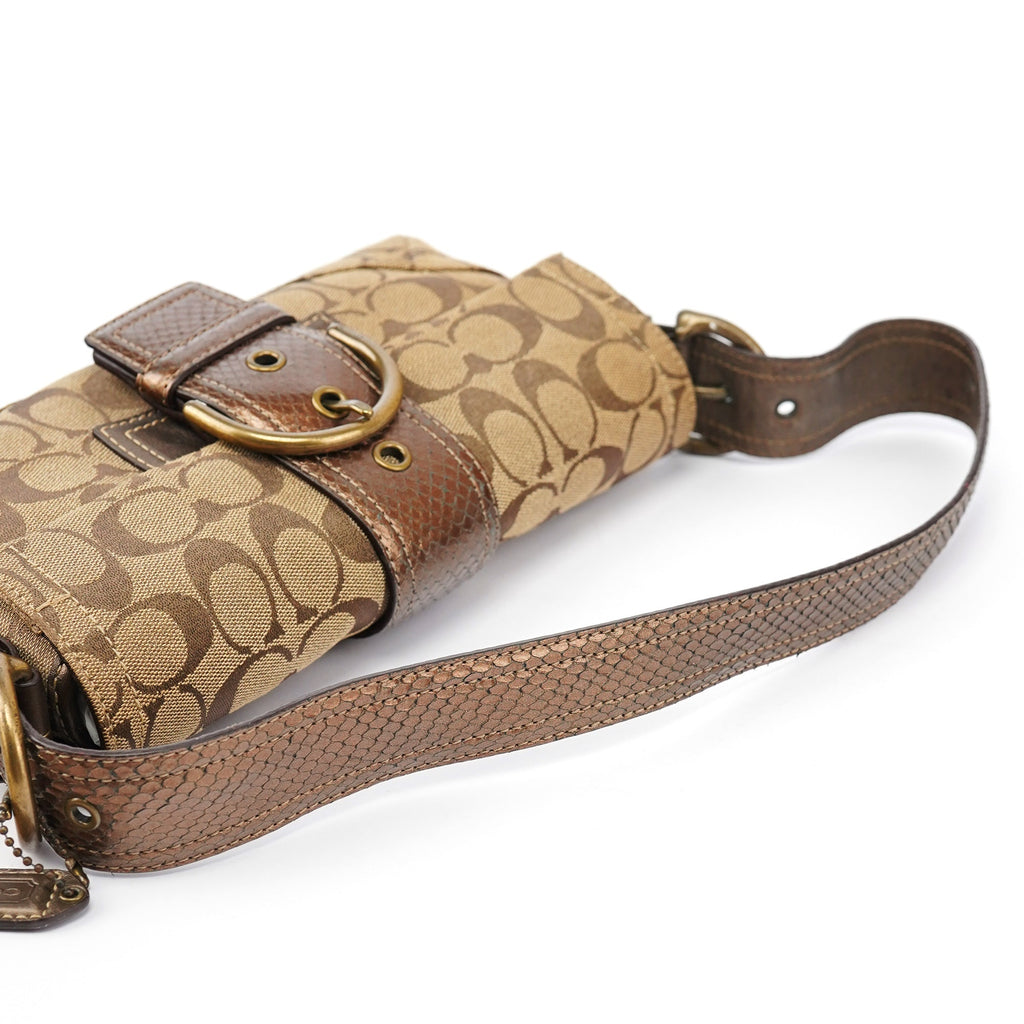 8K38 Beige Brown Python Soho Shoulder Bag