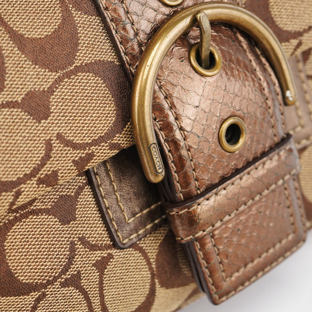 8K38 Beige Brown Python Soho Shoulder Bag