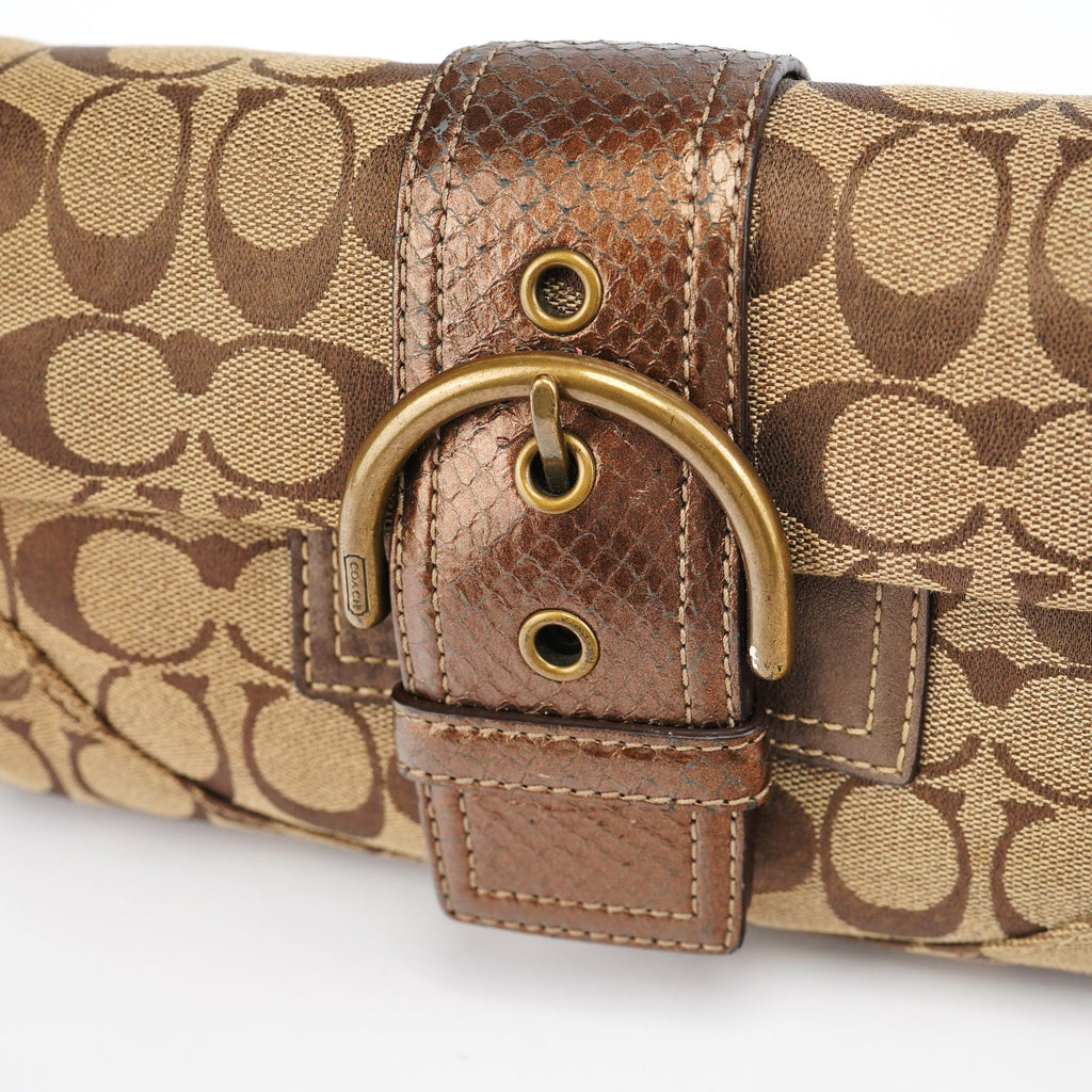 8K38 Beige Brown Python Soho Shoulder Bag
