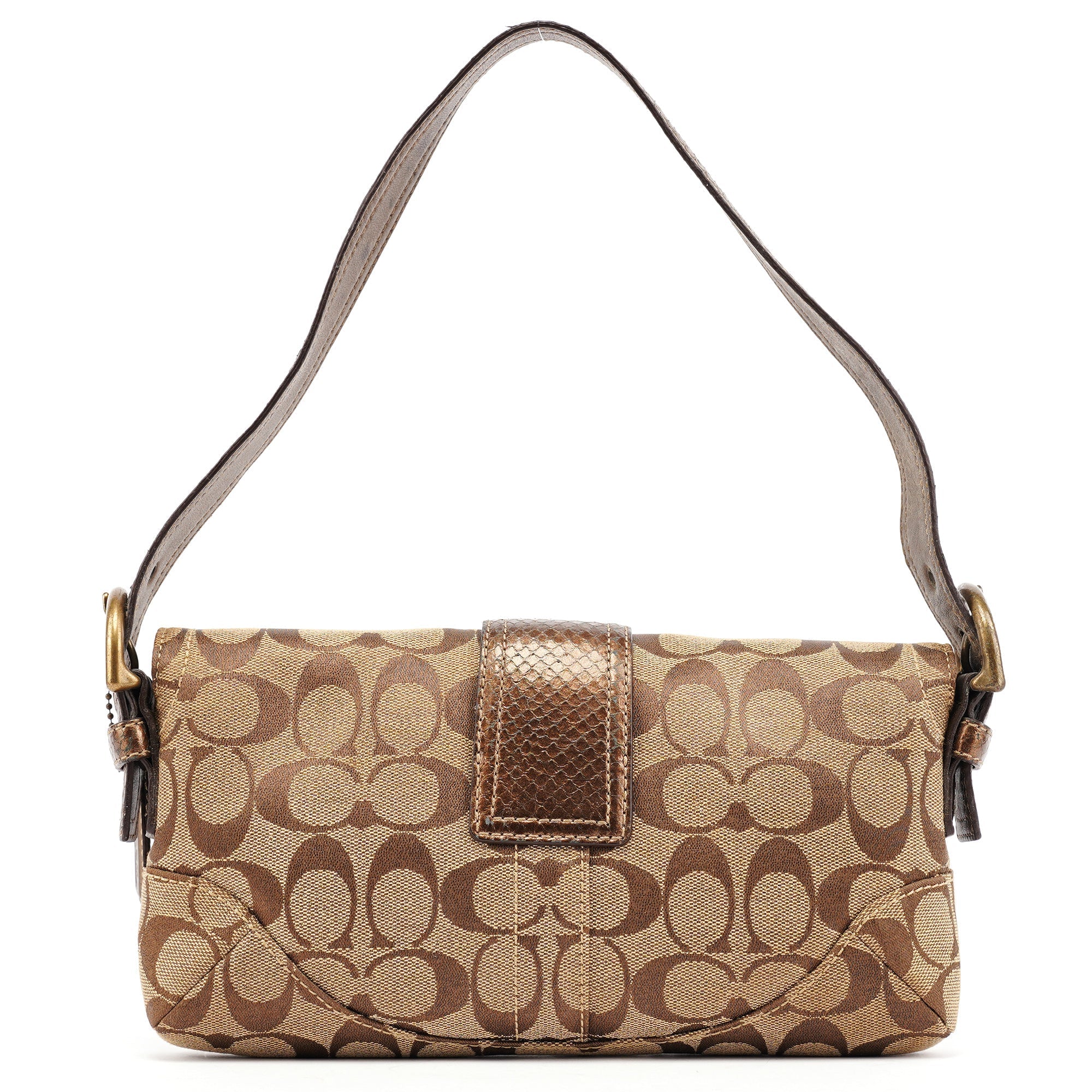 8K38 Beige Brown Python Soho Shoulder Bag