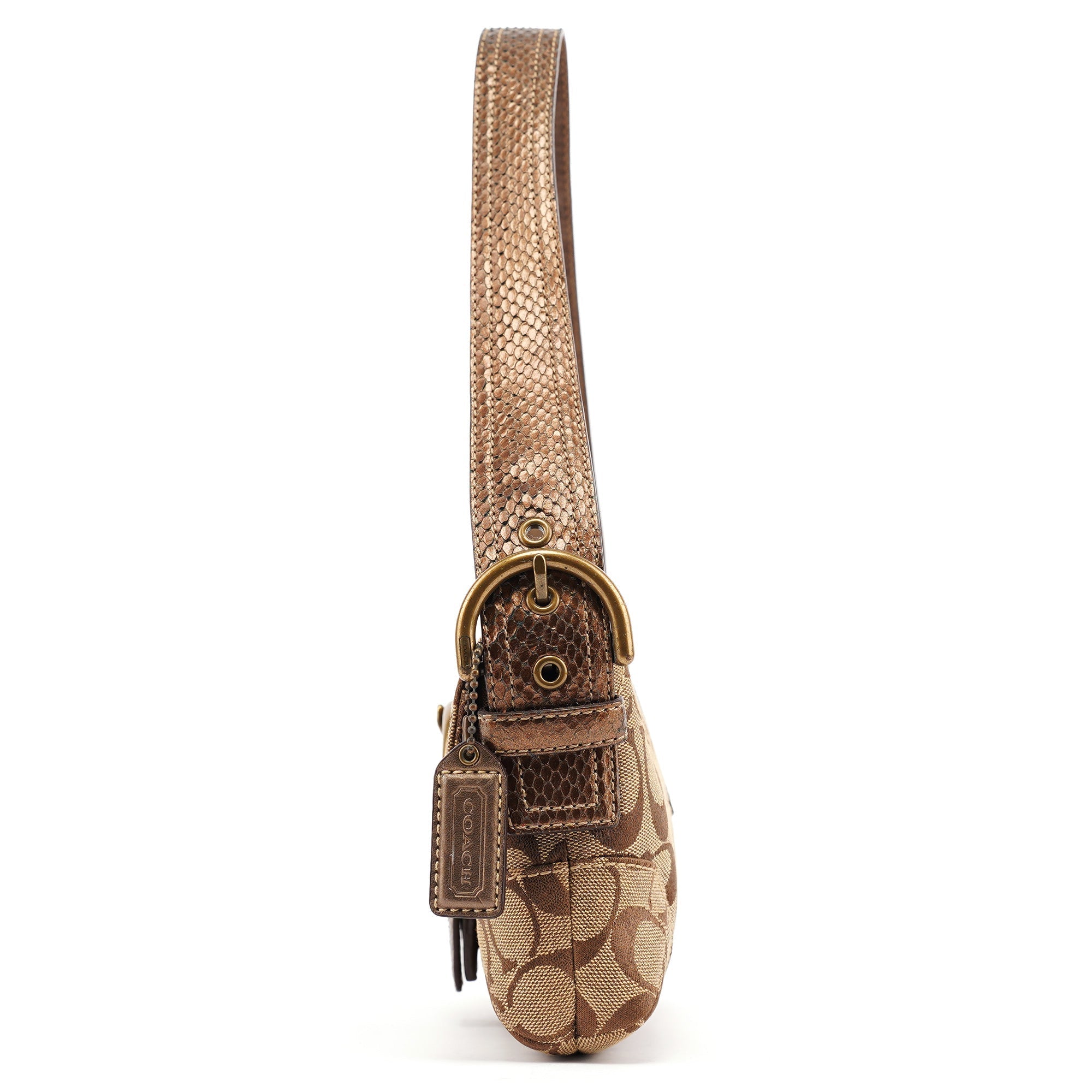 8K38 Beige Brown Python Soho Shoulder Bag
