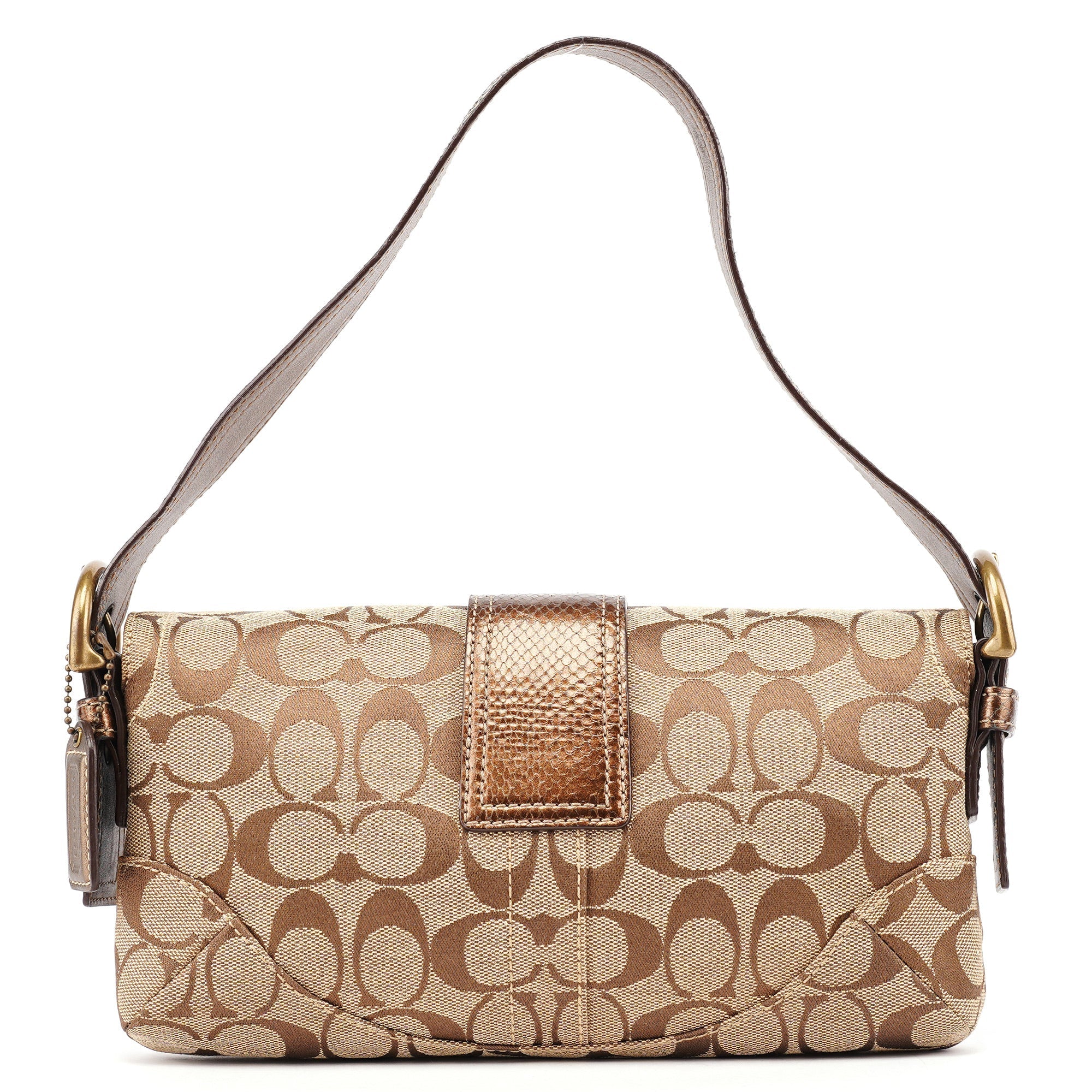 8K38 Beige Snakeskin Embossed Soho Bag