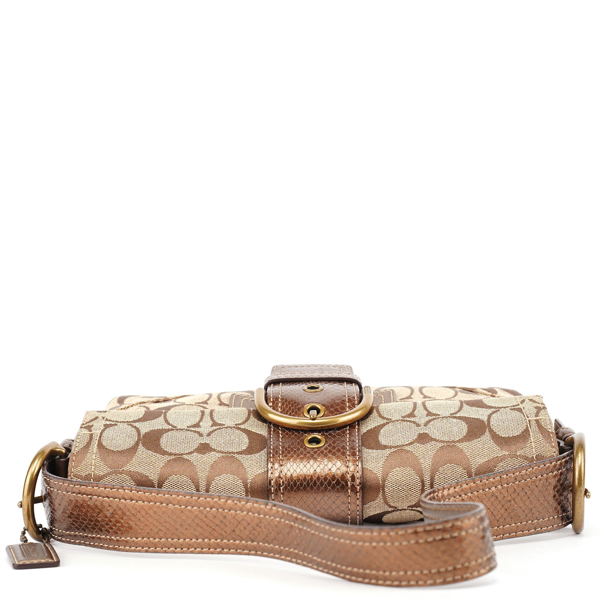 8K38 Beige Snakeskin Embossed Soho Bag
