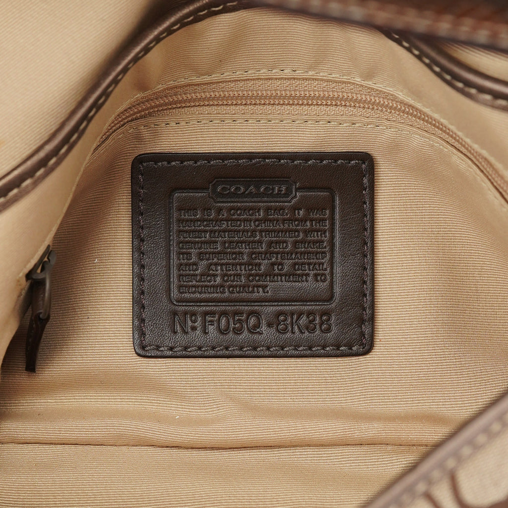 8K38 Beige Snakeskin Embossed Soho Bag