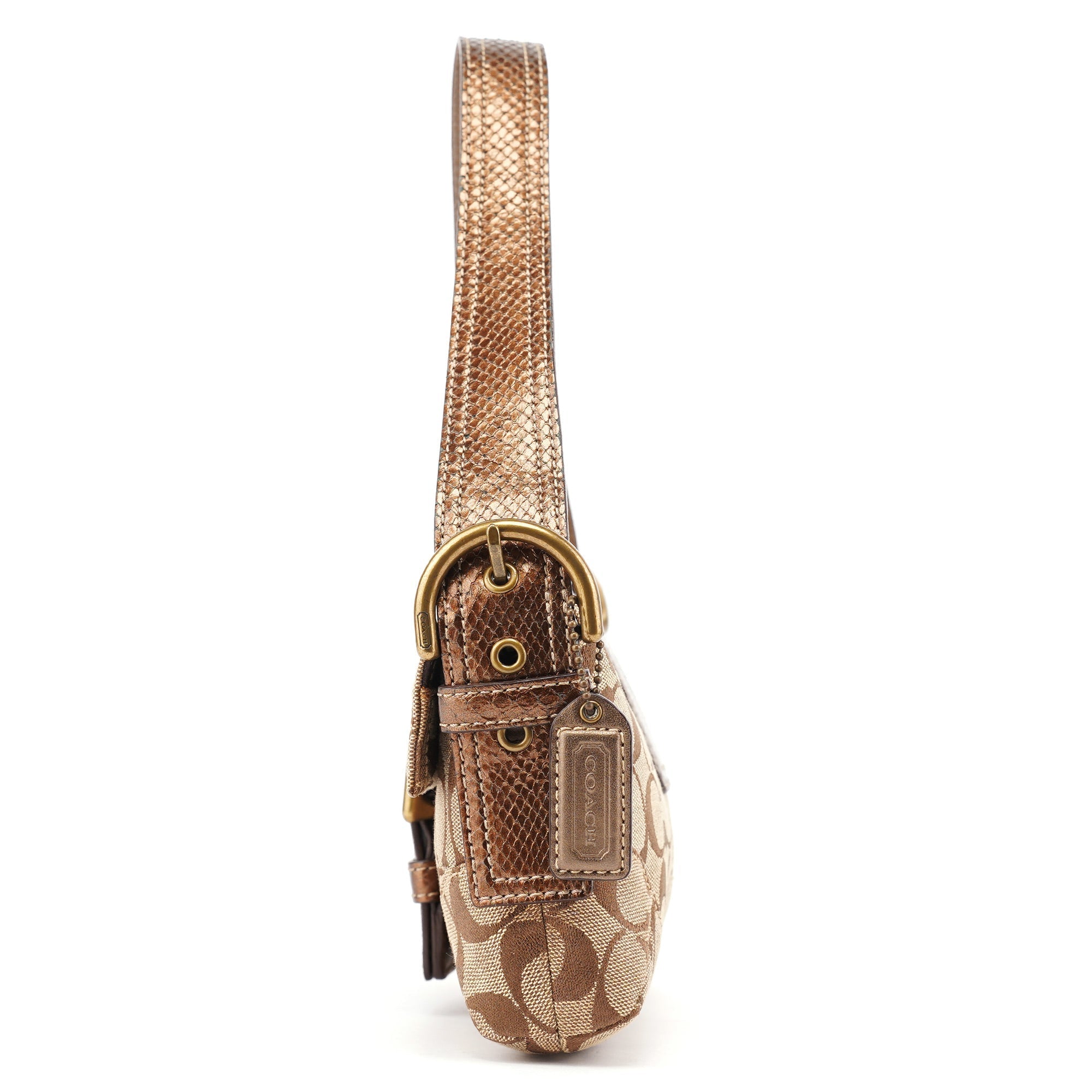 8K38 Beige Snakeskin Embossed Soho Bag