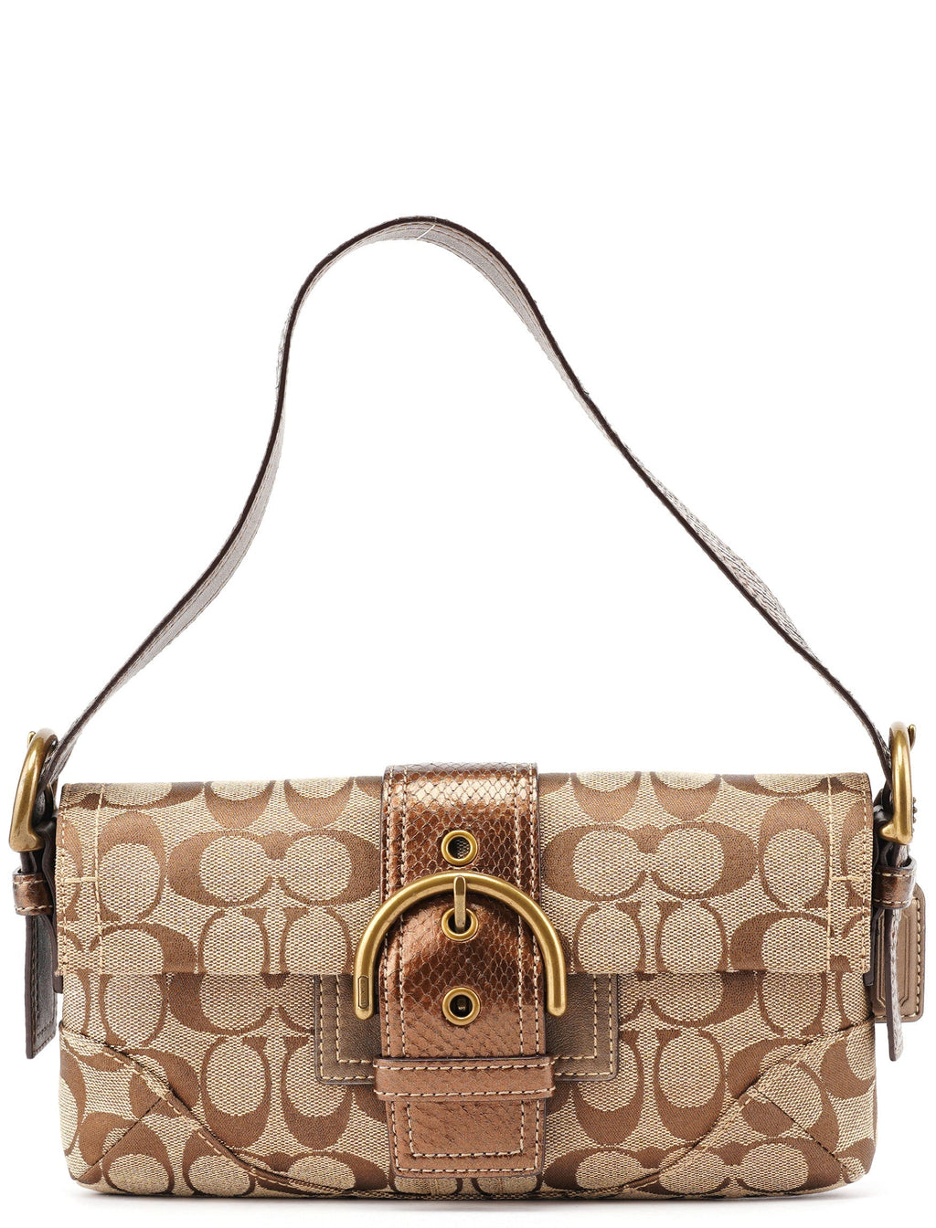 8K38 Beige Snakeskin Embossed Soho Bag