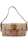 8K38 Beige Snakeskin Embossed Soho Bag