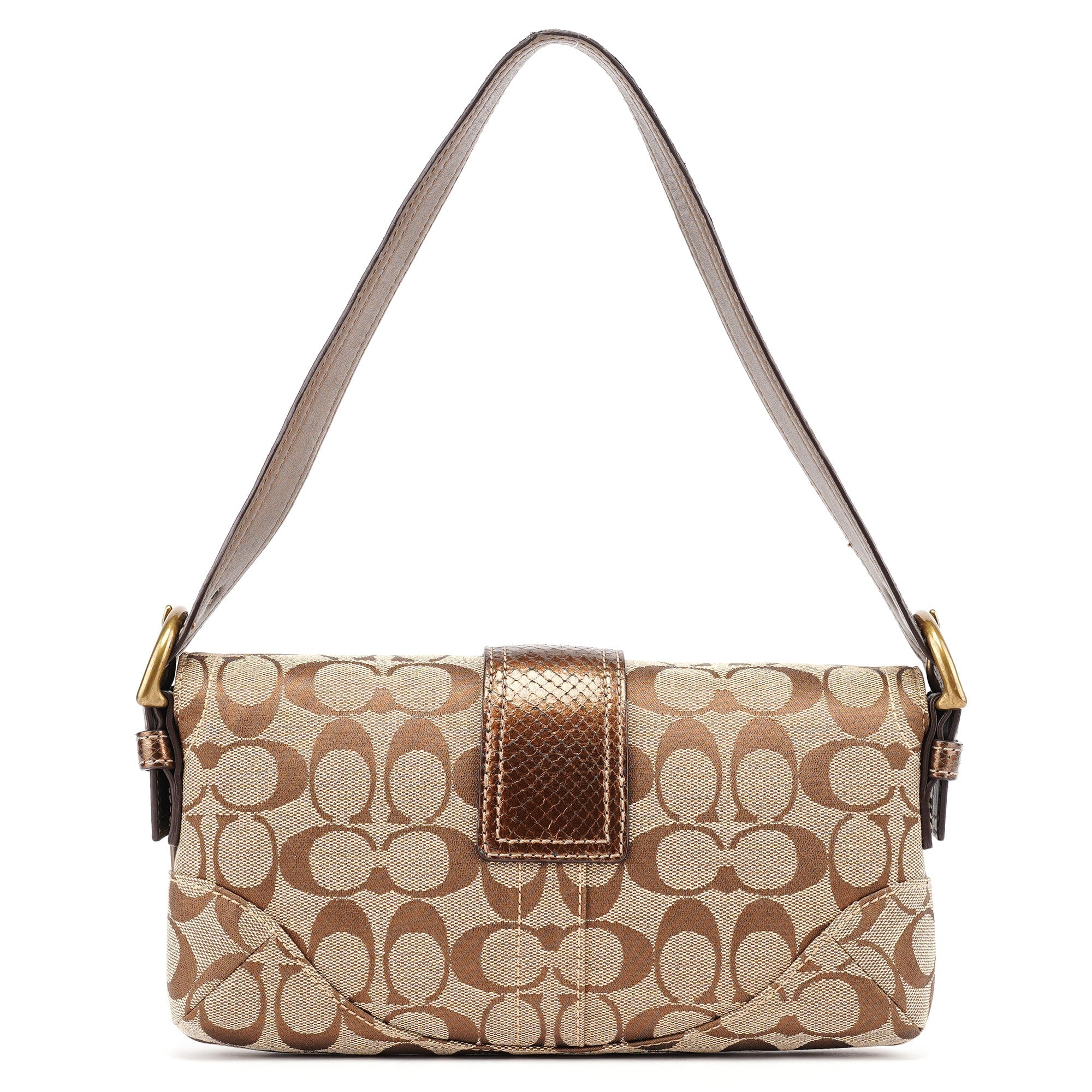 8K38 Beige Snakeskin Embossed Soho Bag