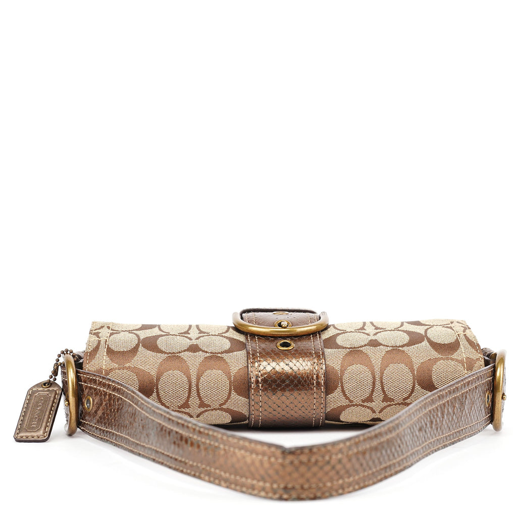 8K38 Beige Snakeskin Embossed Soho Bag