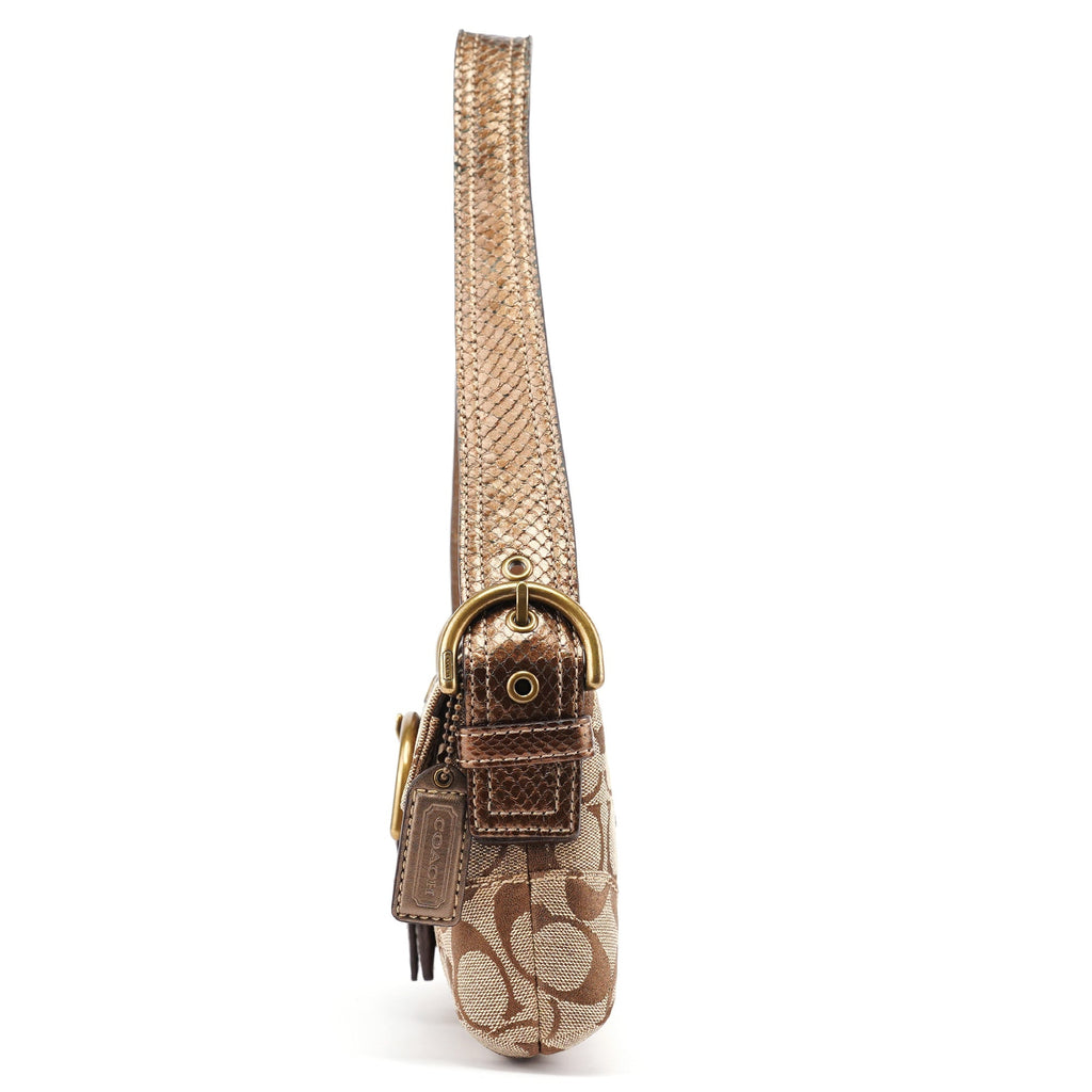 8K38 Beige Snakeskin Embossed Soho Bag