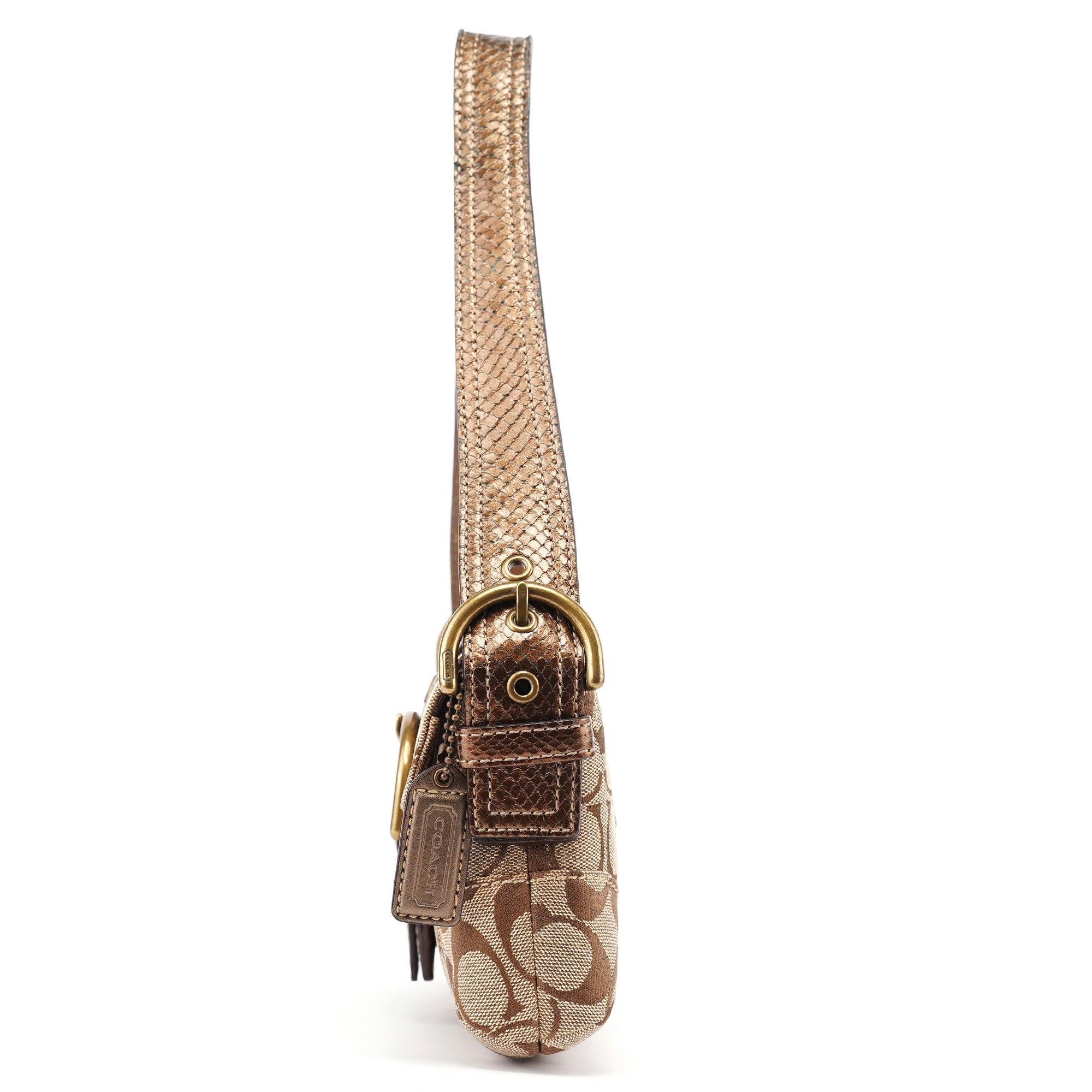 8K38 Beige Snakeskin Embossed Soho Bag
