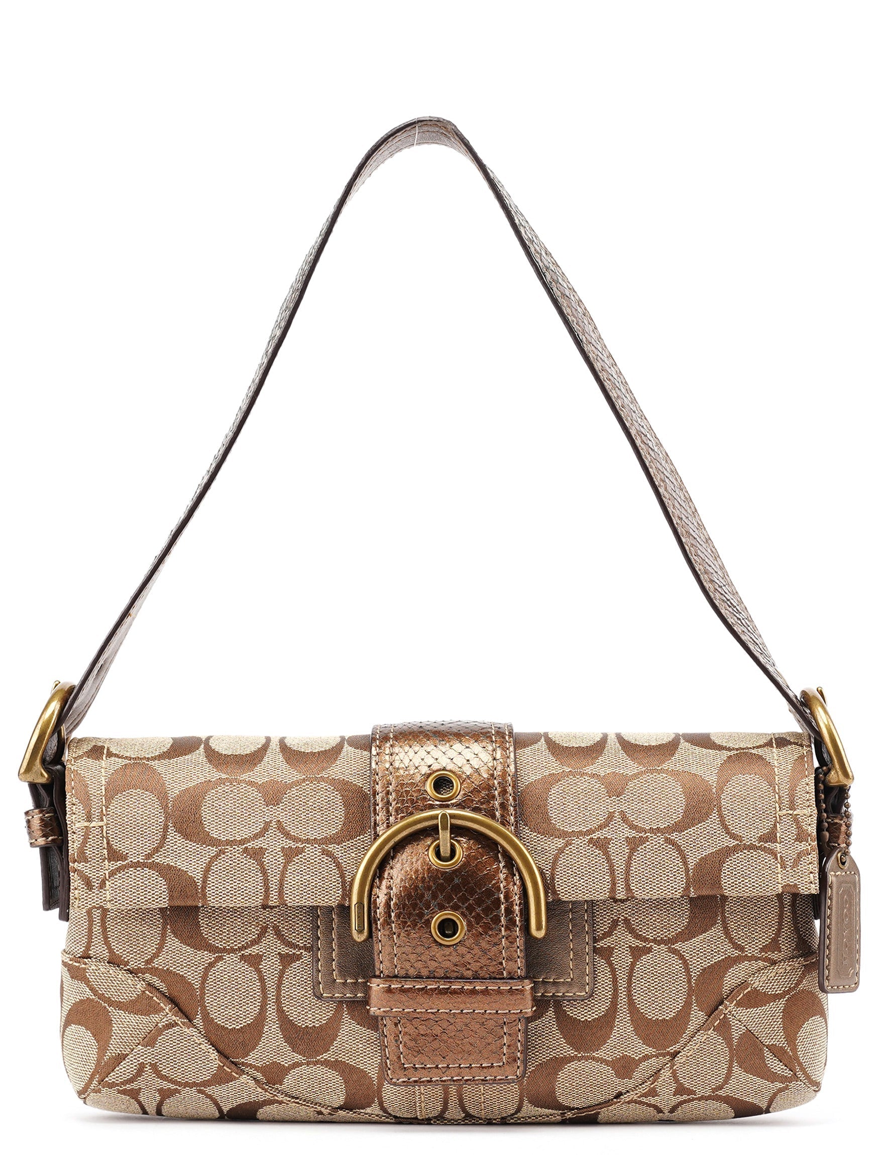 8K38 Beige Snakeskin Embossed Soho Bag