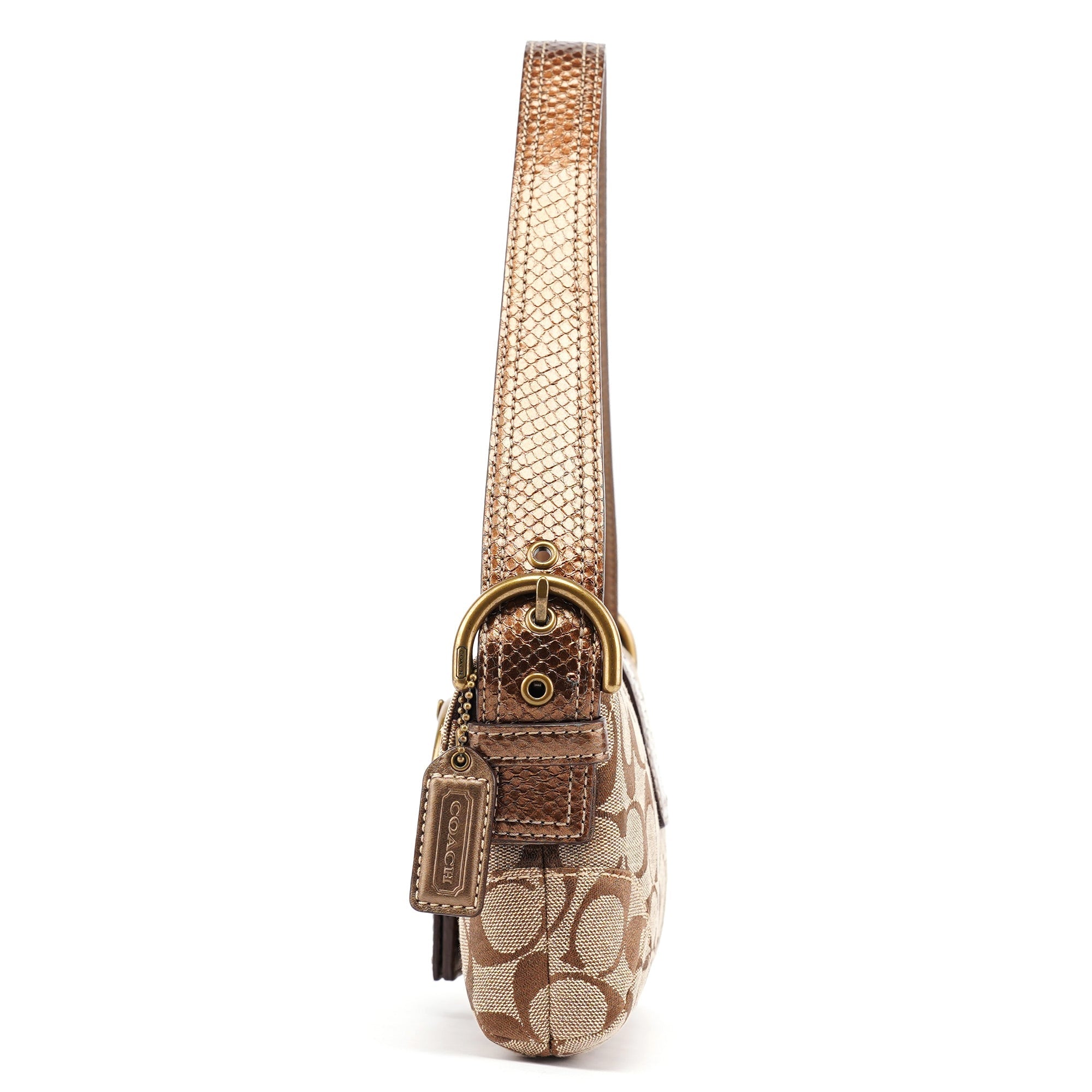 8K38 Beige Snakeskin Embossed Soho Bag