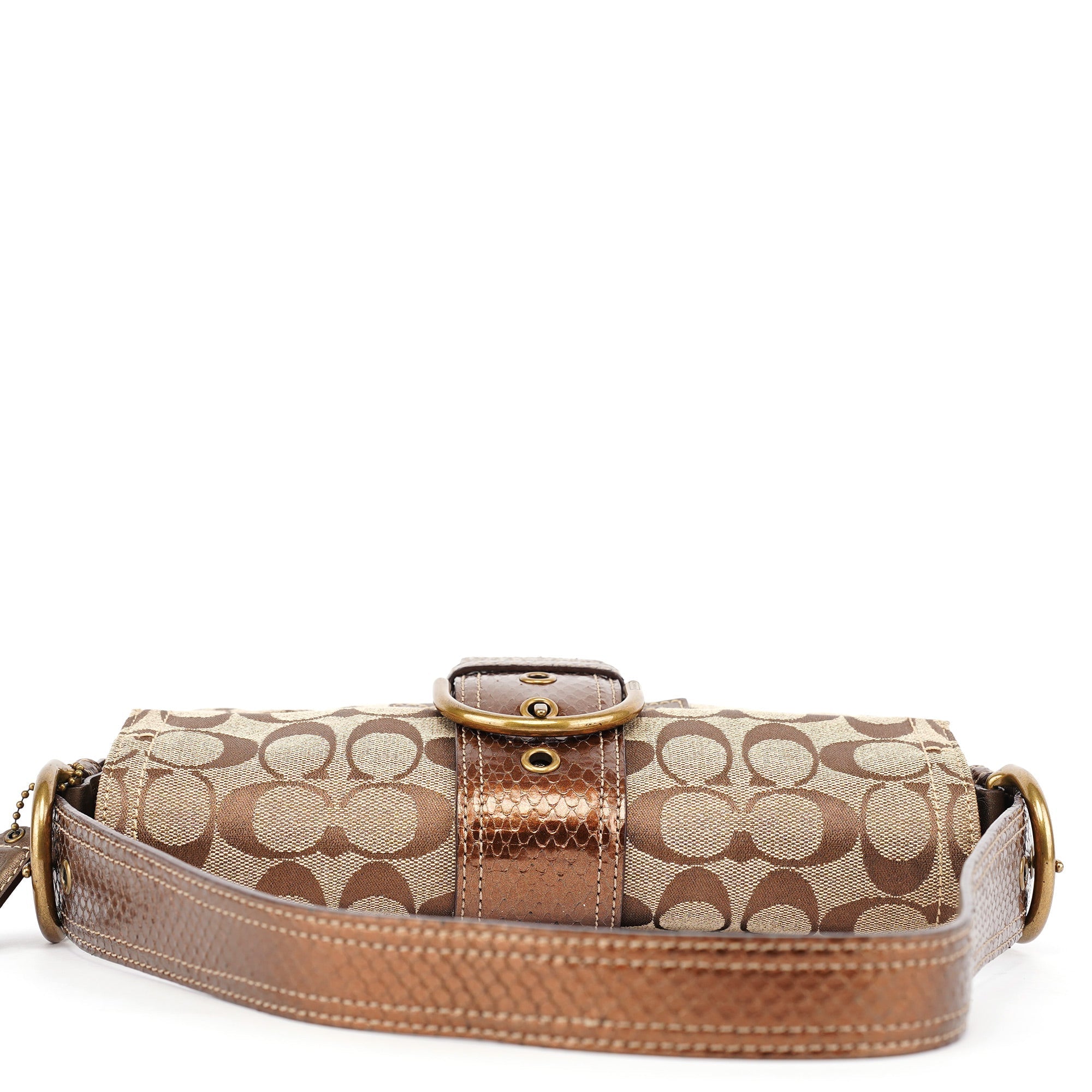 8K38 Beige Snakeskin Embossed Soho Bag