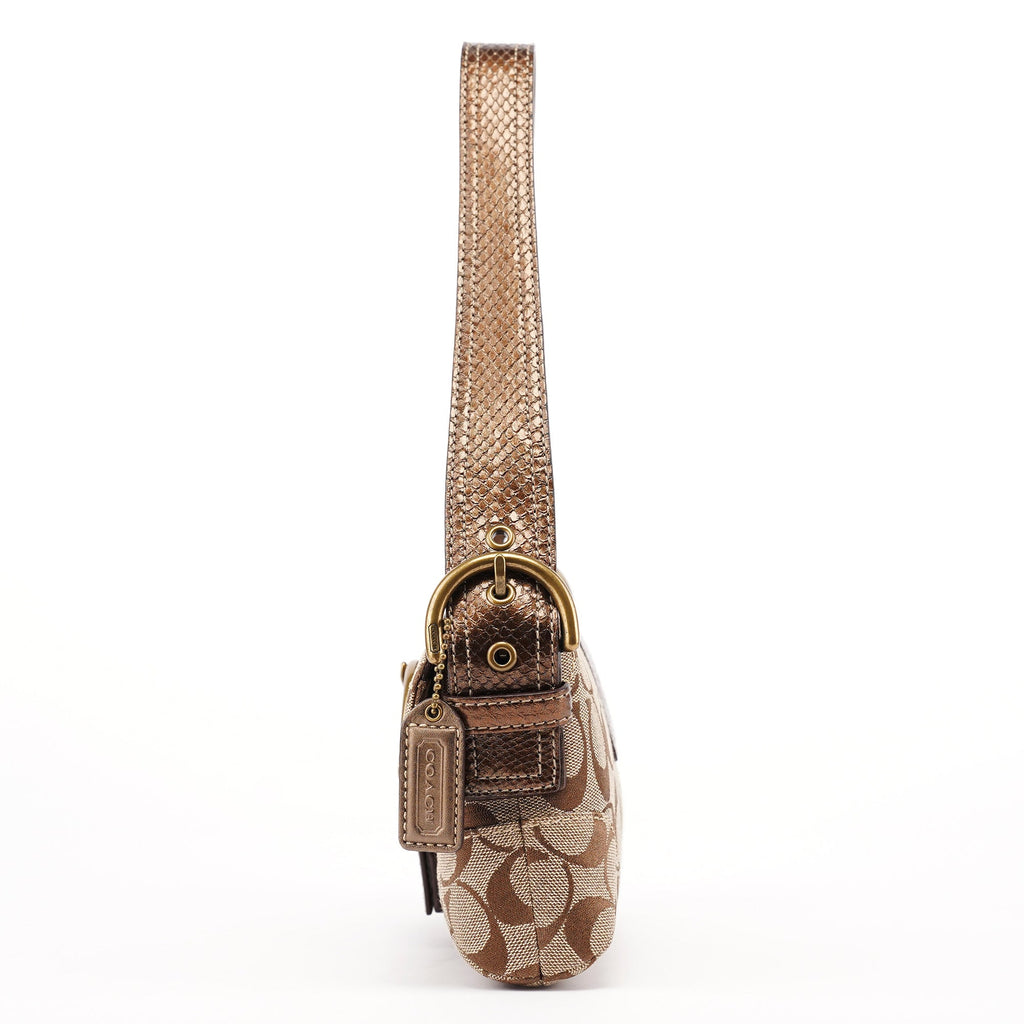 8K38 Beige Snakeskin Embossed Soho Bag