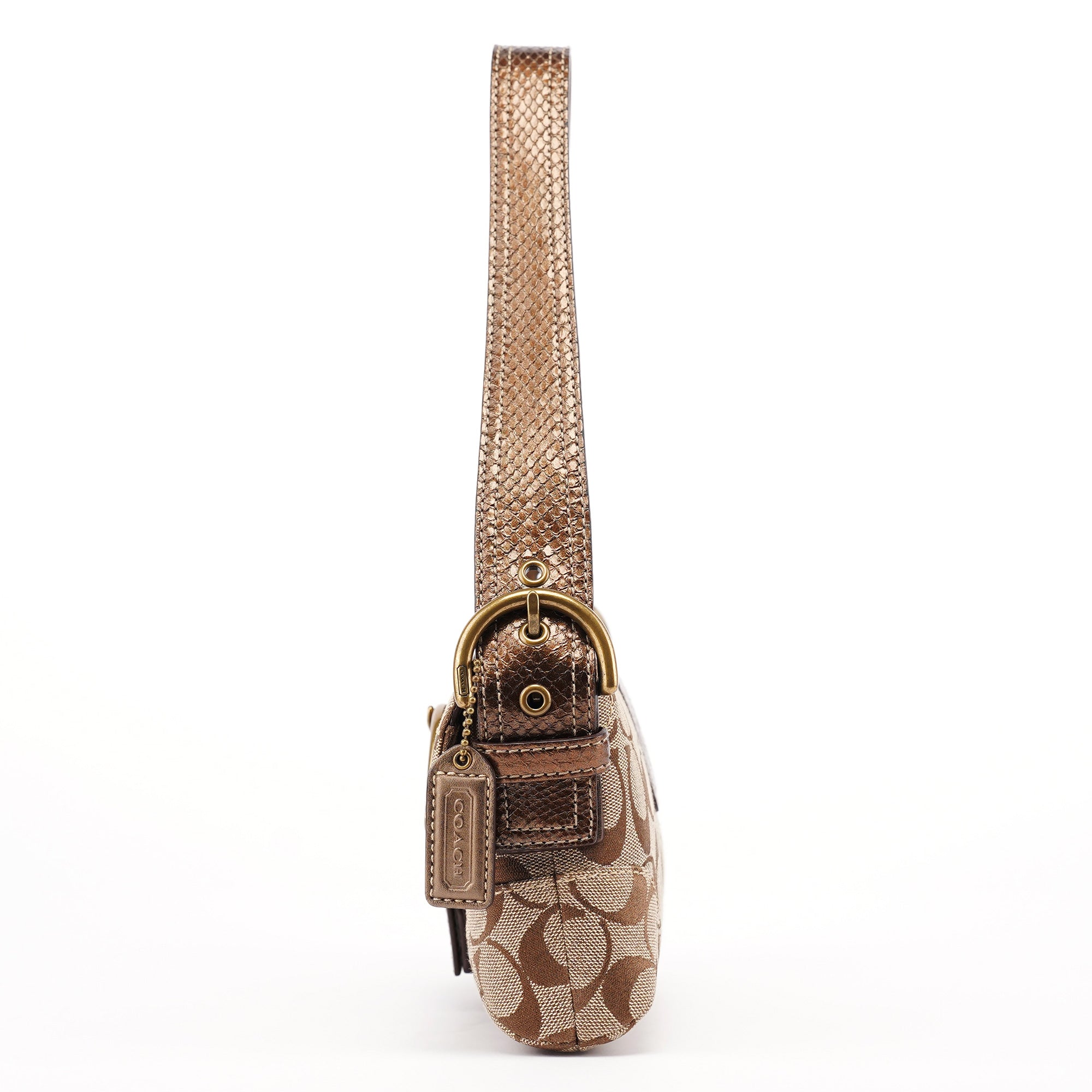 8K38 Beige Snakeskin Embossed Soho Bag