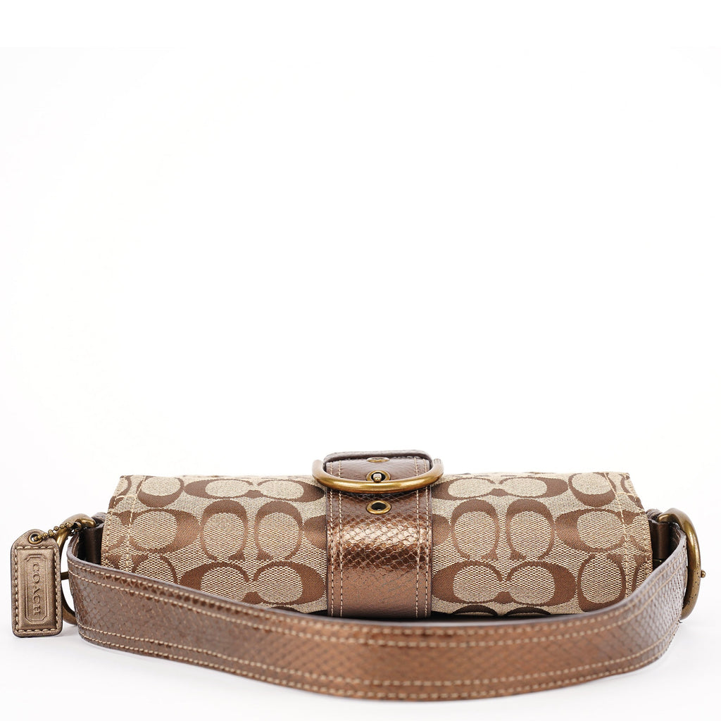 8K38 Beige Snakeskin Embossed Soho Bag