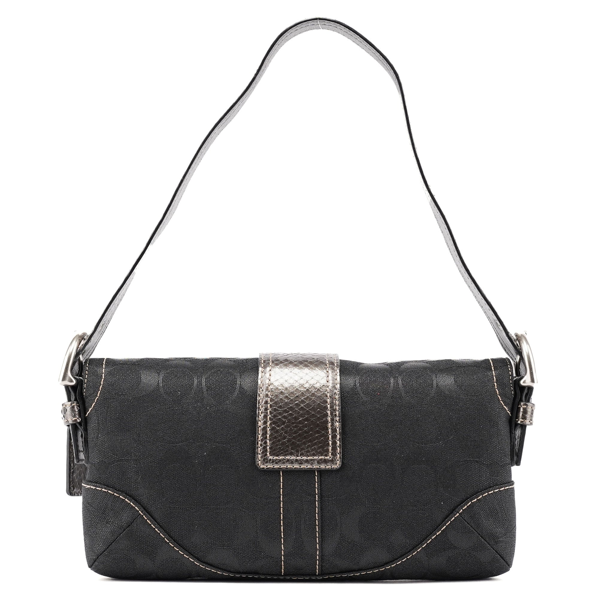 8K38 Black Snakeskin Soho Shoulder Bag