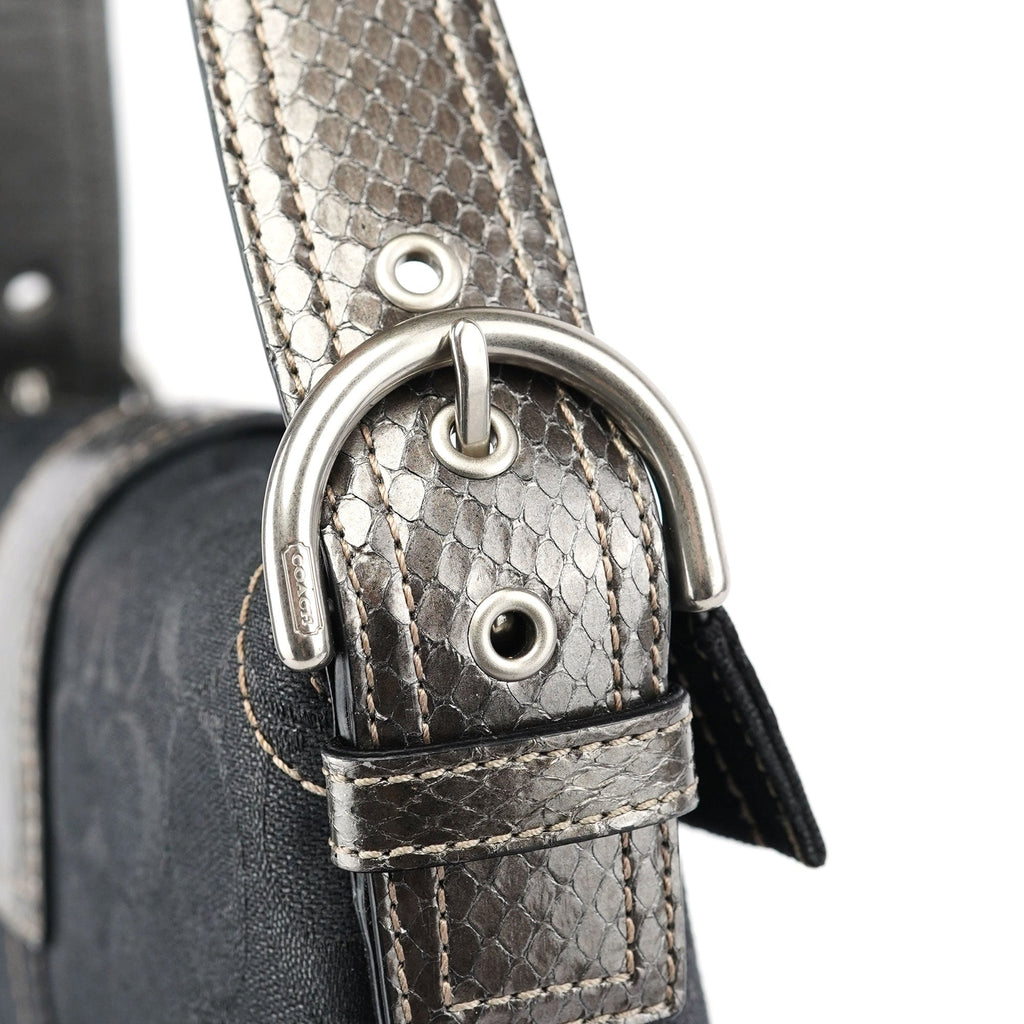 8K38 Black Snakeskin Soho Shoulder Bag