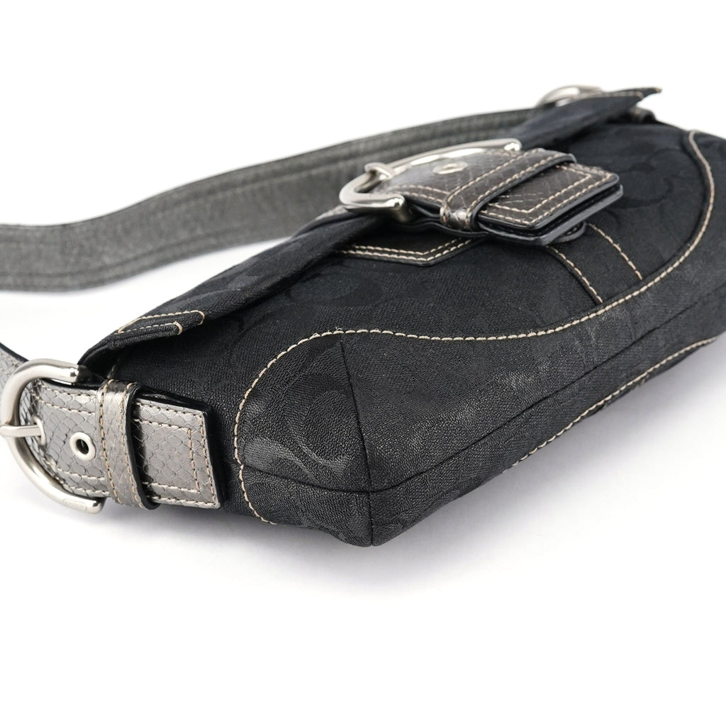 8K38 Black Snakeskin Soho Shoulder Bag