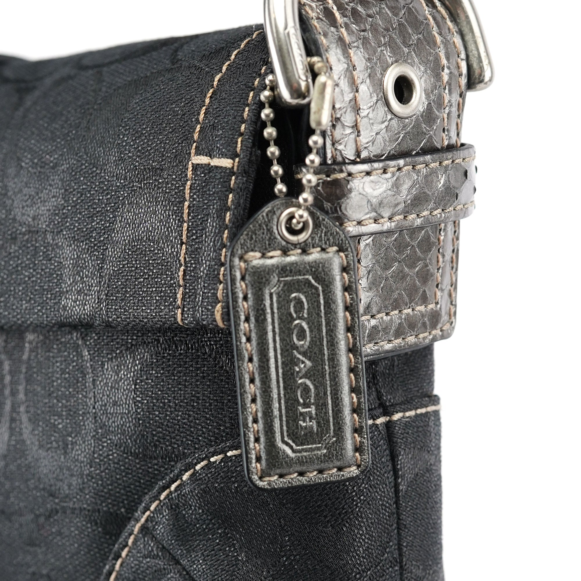 8K38 Black Snakeskin Soho Shoulder Bag