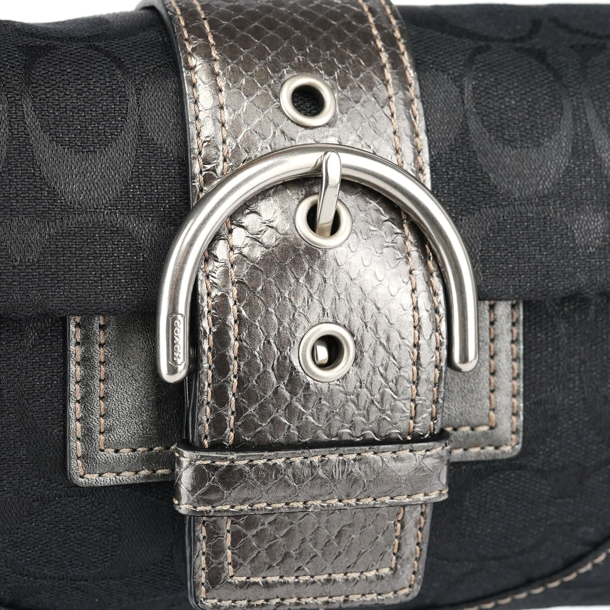 8K38 Black Snakeskin Soho Shoulder Bag