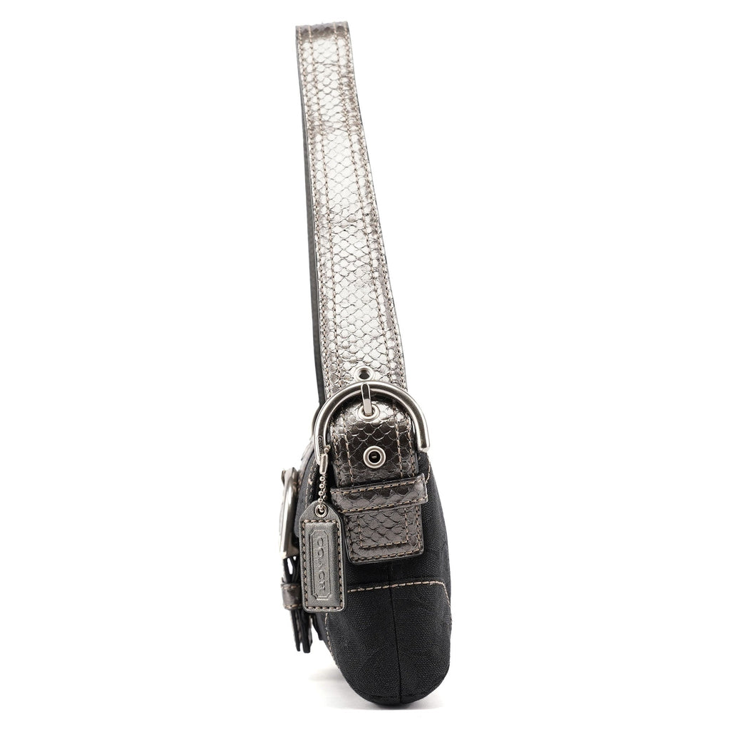 8K38 Black Snakeskin Soho Shoulder Bag