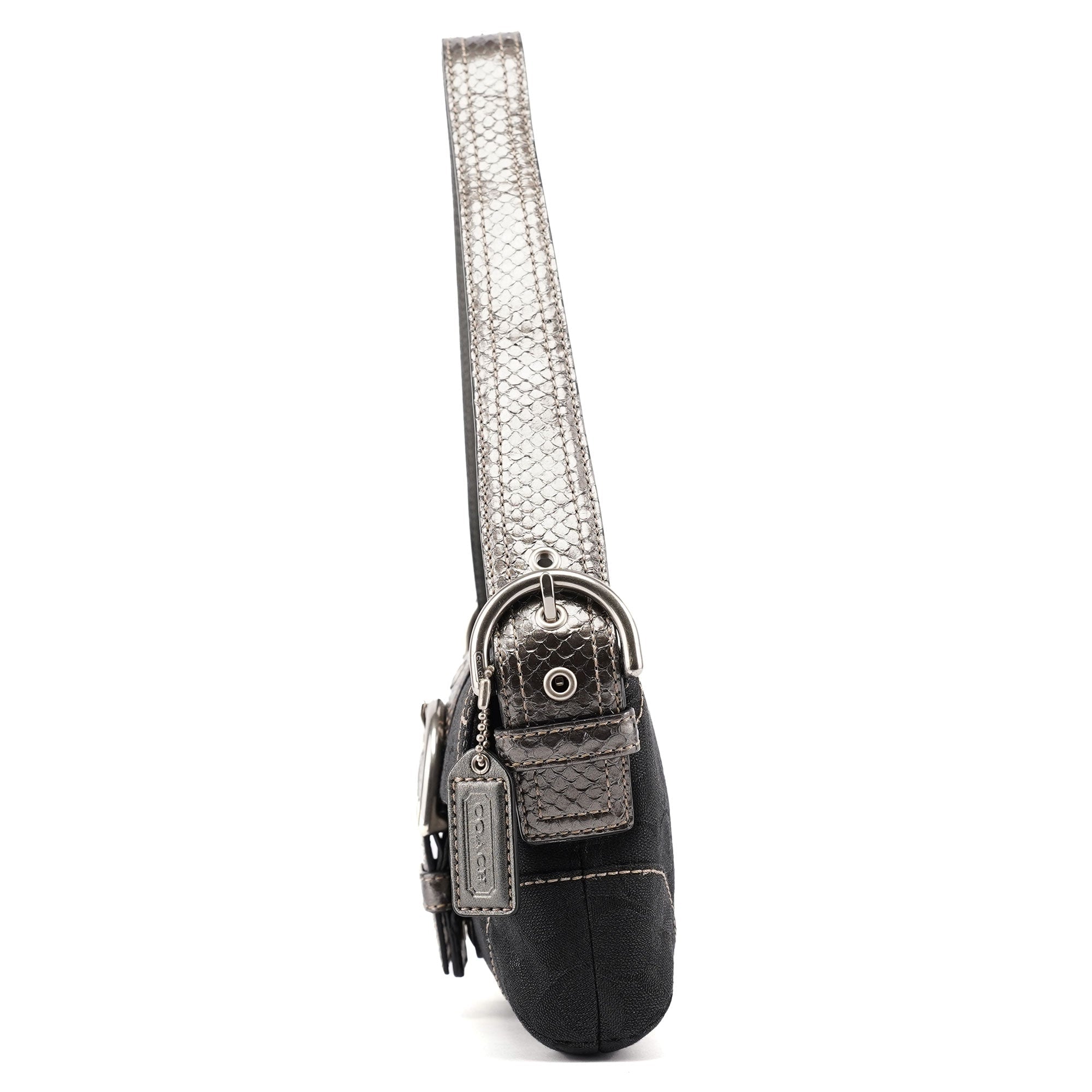 8K38 Black Snakeskin Soho Shoulder Bag