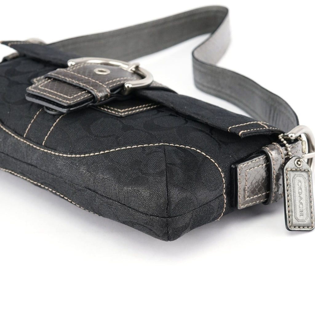 8K38 Black Snakeskin Soho Shoulder Bag