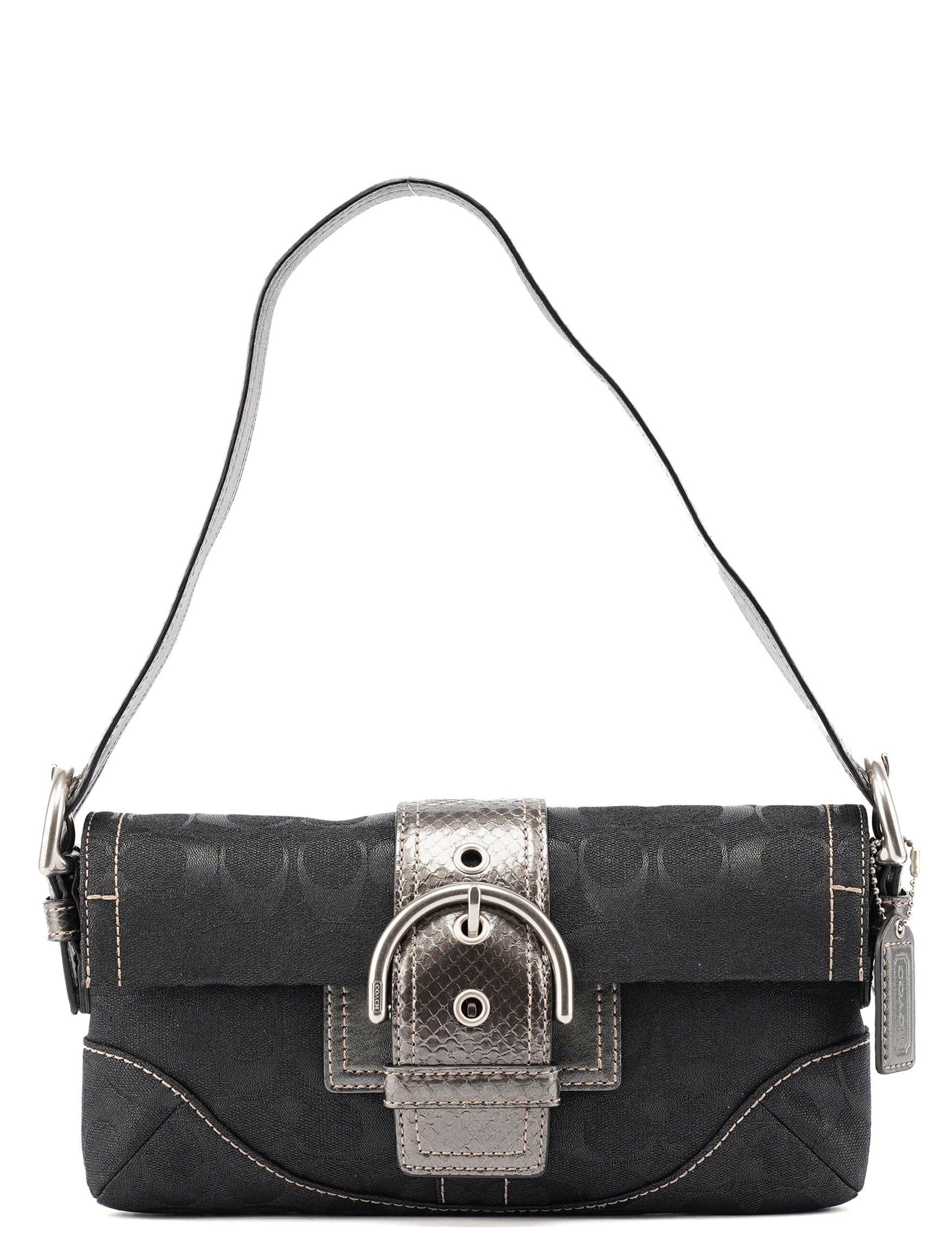 8K38 Black Snakeskin Soho Shoulder Bag