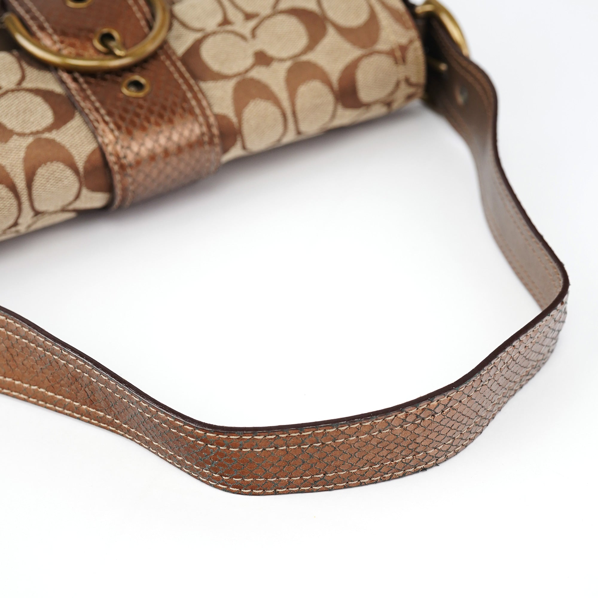 8K38 Brown Faux Python Soho Shoulder Bag