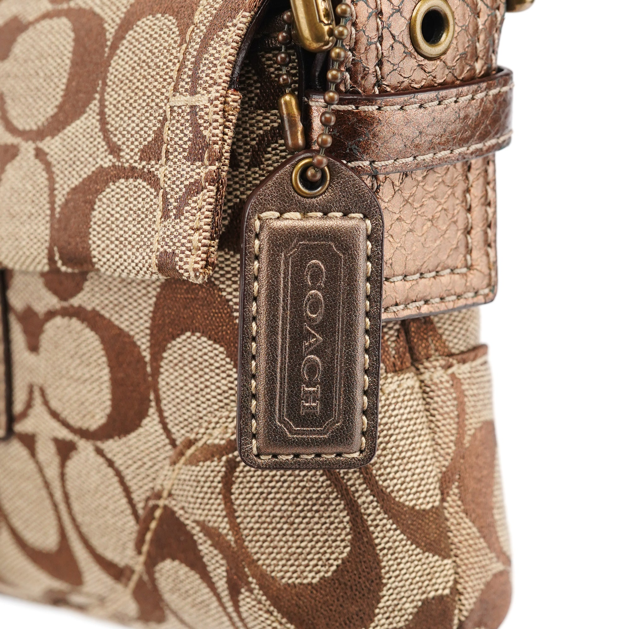8K38 Brown Faux Python Soho Shoulder Bag