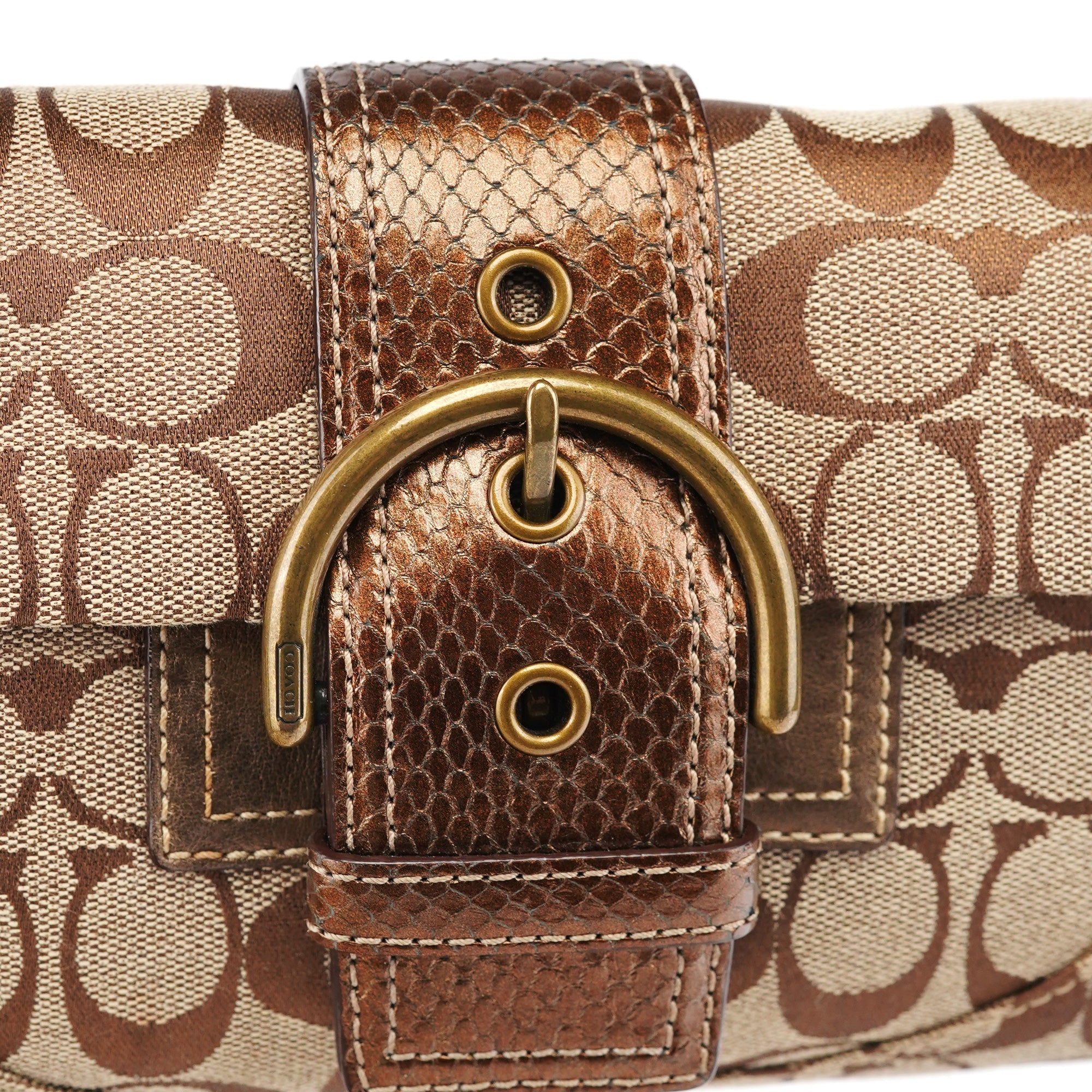 8K38 Brown Faux Python Soho Shoulder Bag