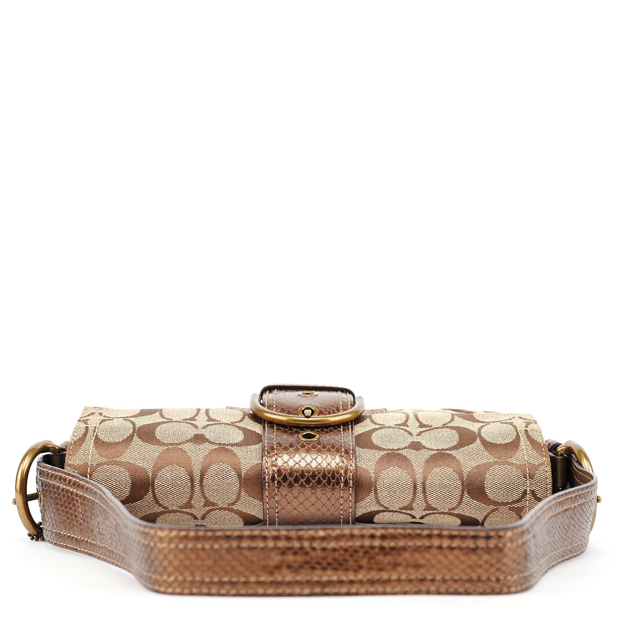 8K38 Brown Faux Python Soho Shoulder Bag