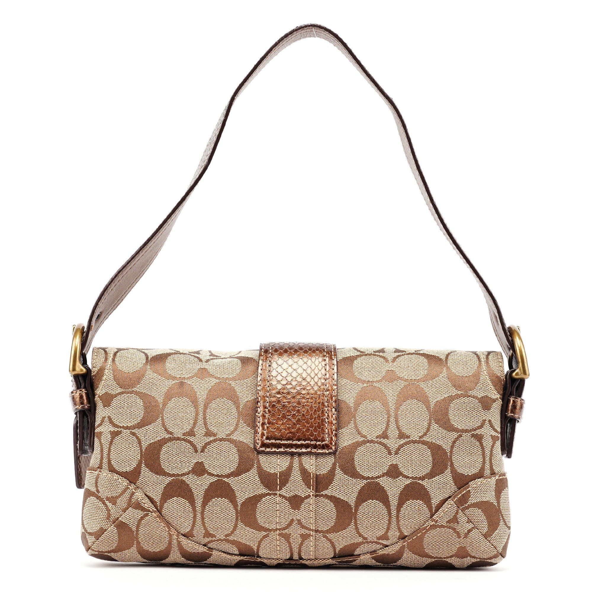 8K38 Brown Faux Python Soho Shoulder Bag