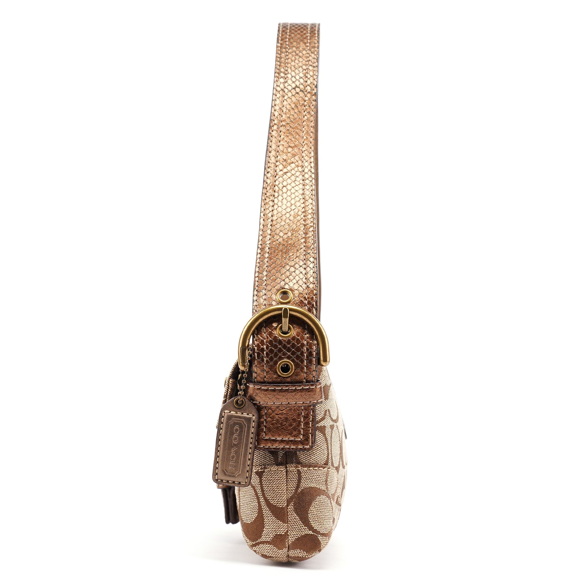 8K38 Brown Faux Python Soho Shoulder Bag