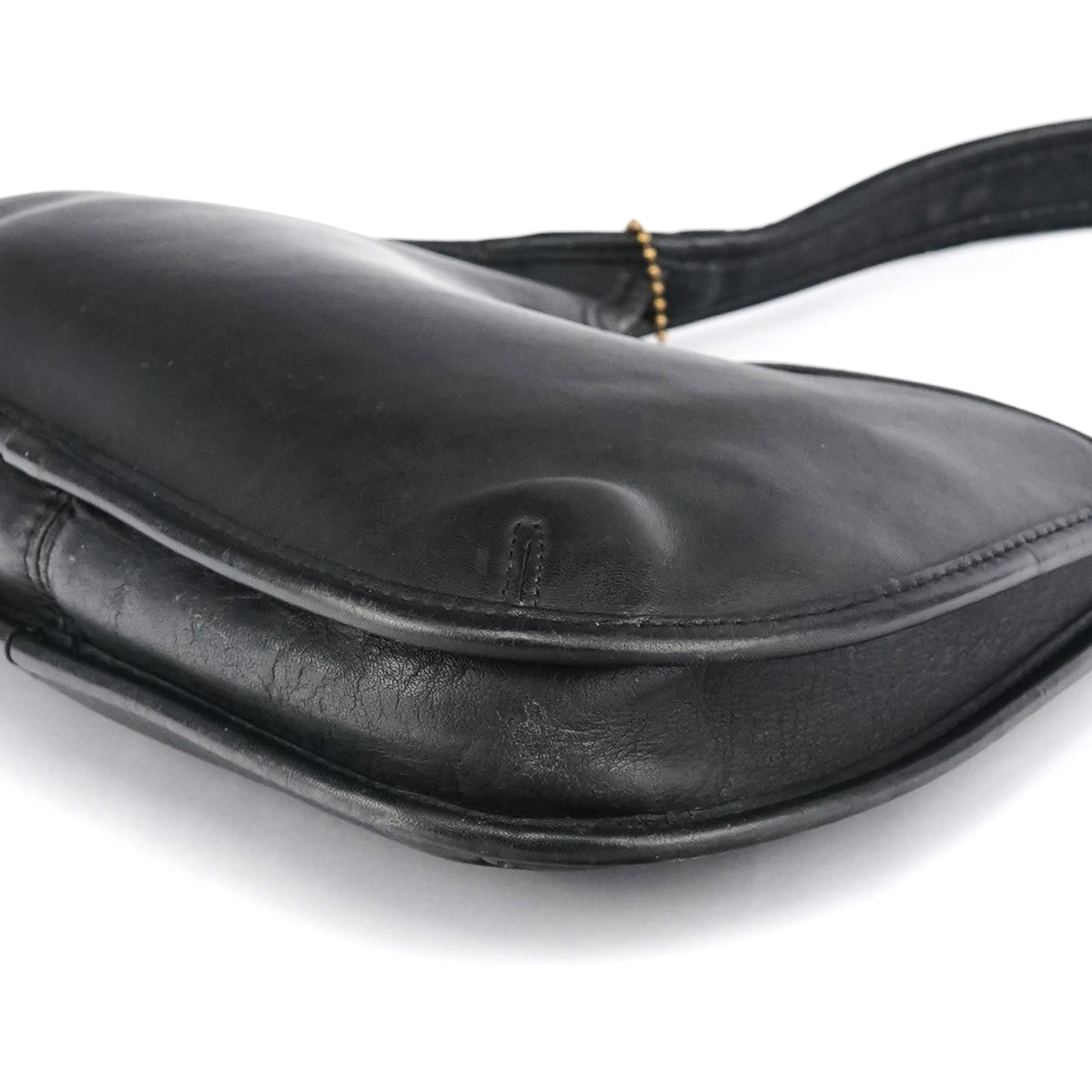 9027 Black Leather Mini Ergo Shoulder Bag