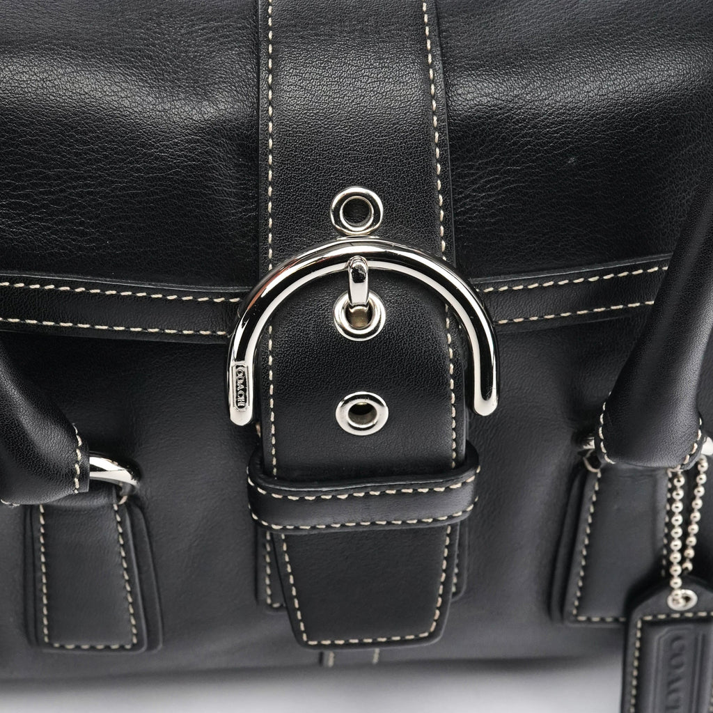 9250 Black Leather Soho Boston Bag