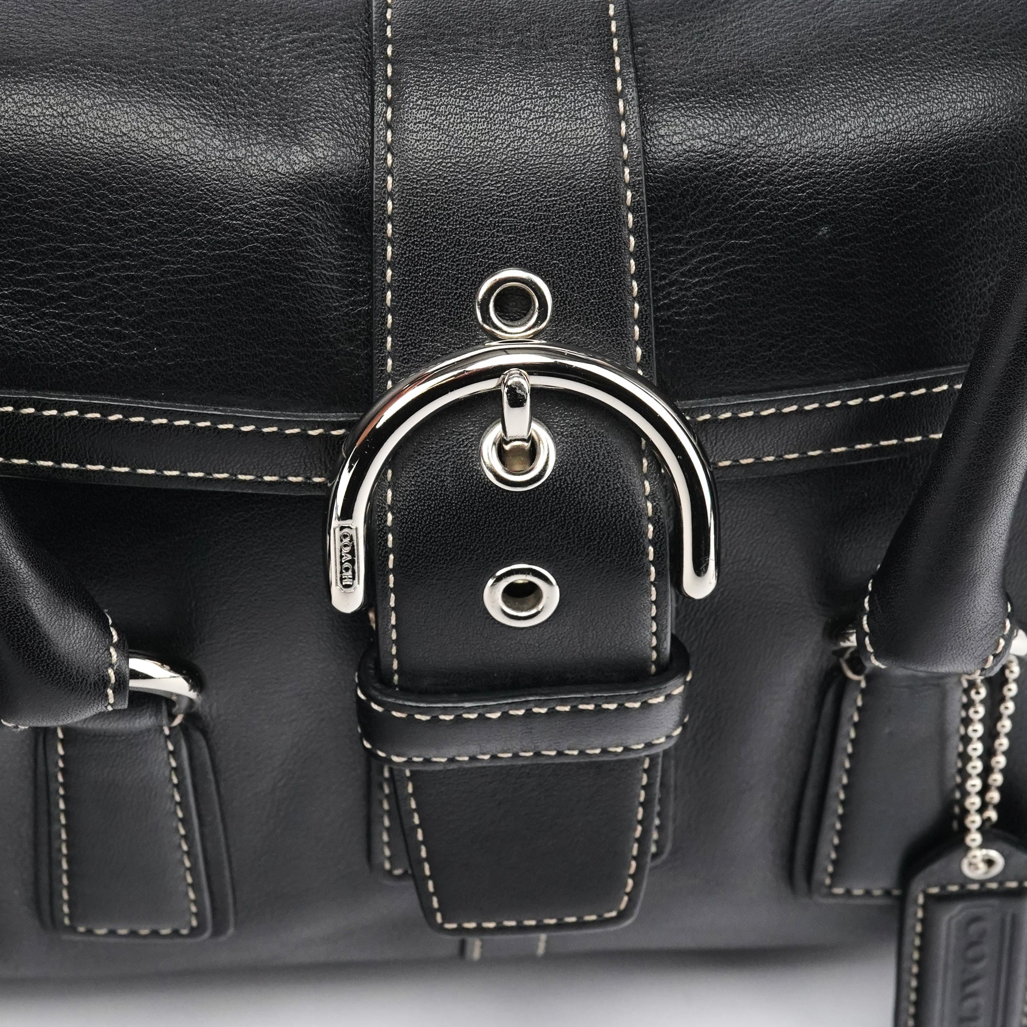 9250 Black Leather Soho Boston Bag