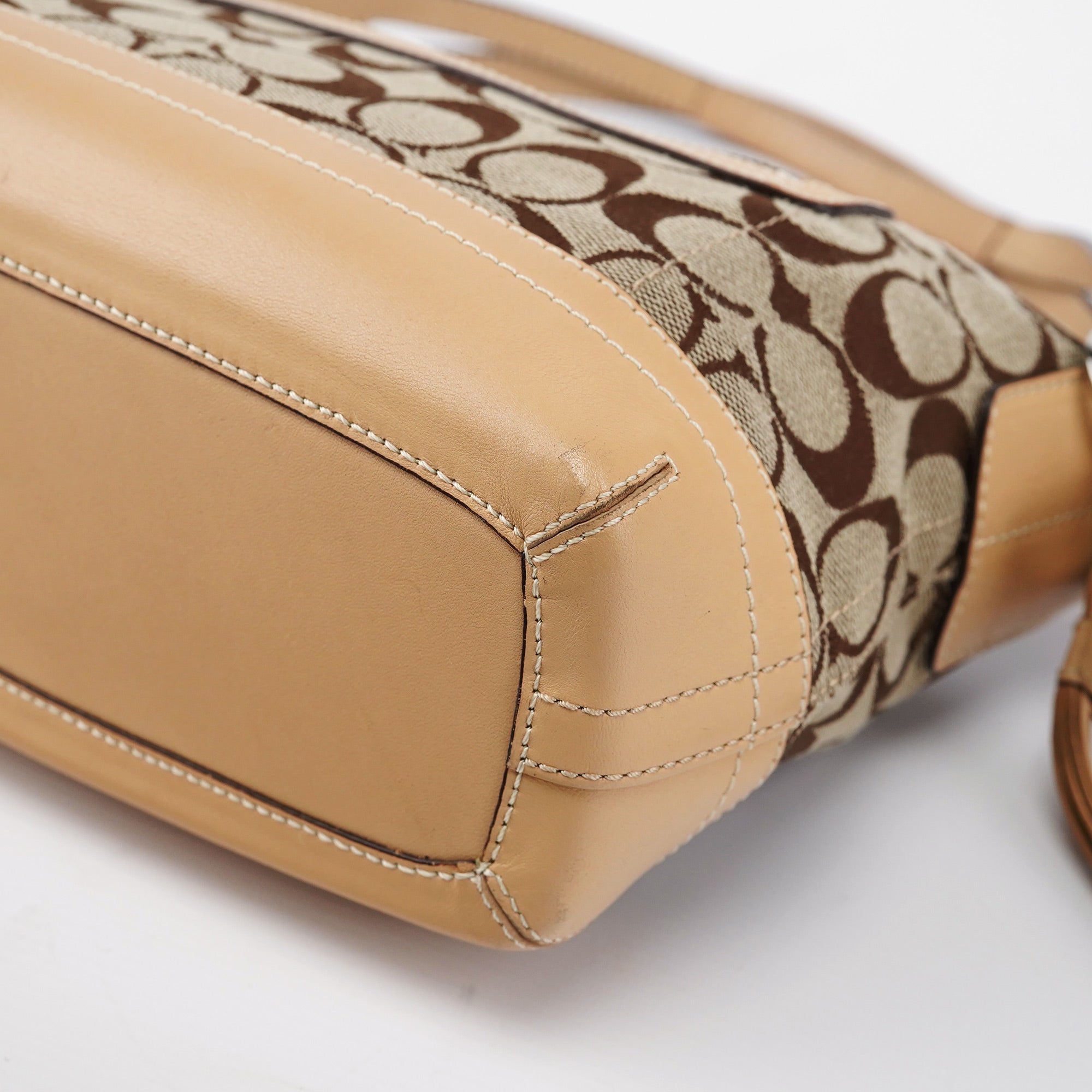 9363 Beige Signature C Demi Shoulder Bag