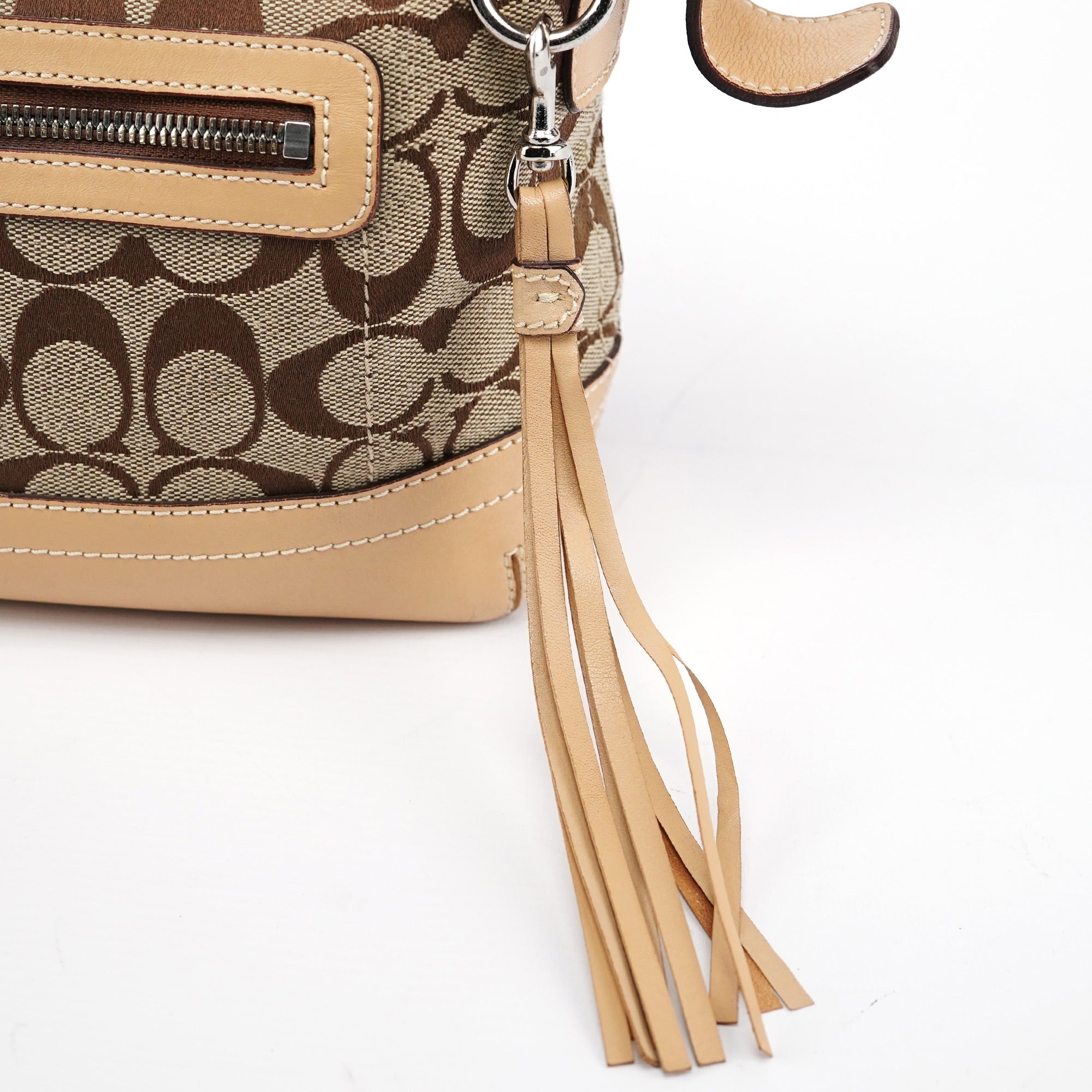 9363 Beige Signature C Demi Shoulder Bag