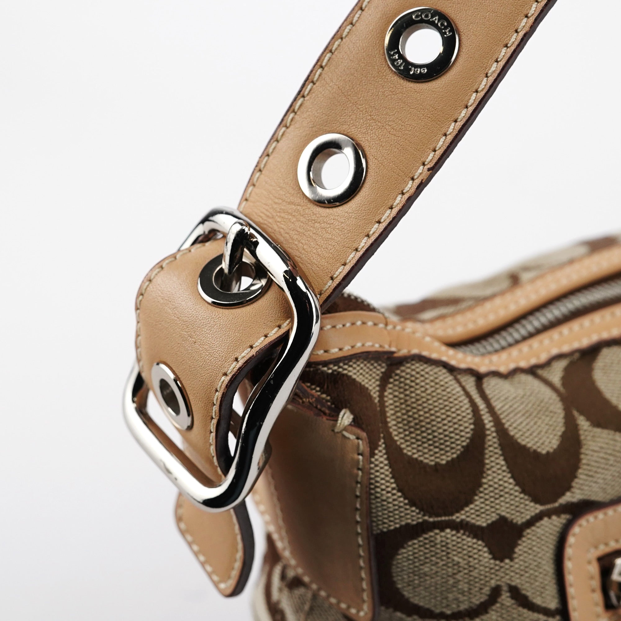 9363 Beige Signature C Demi Shoulder Bag