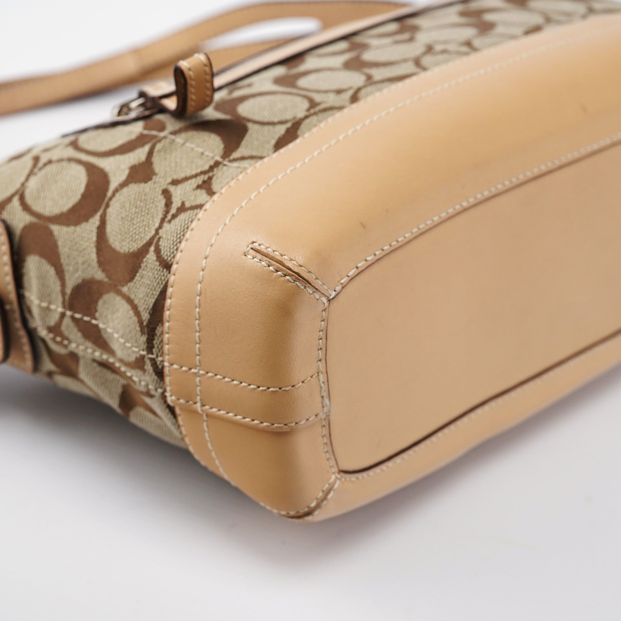 9363 Beige Signature C Demi Shoulder Bag