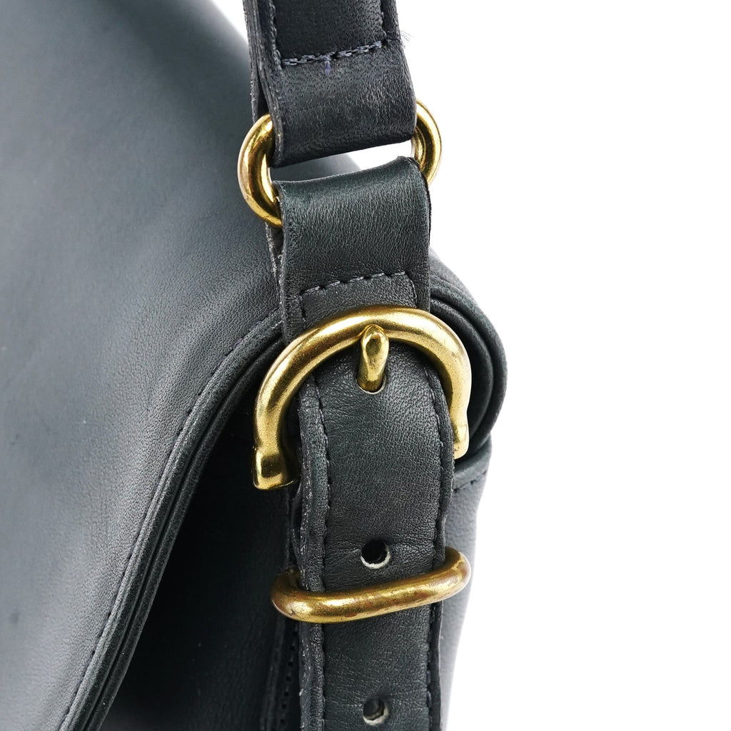 9807 Midnight Navy Leather Flap Shoulder Bag