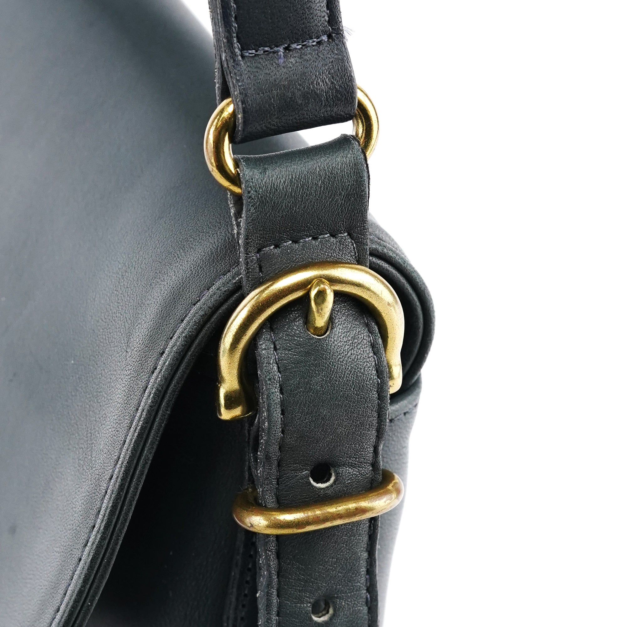 9807 Midnight Navy Leather Flap Shoulder Bag
