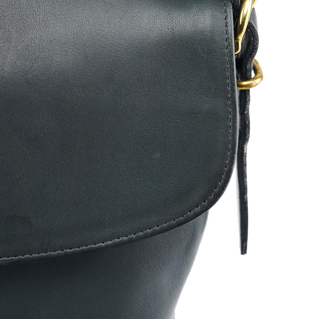 9807 Midnight Navy Leather Flap Shoulder Bag