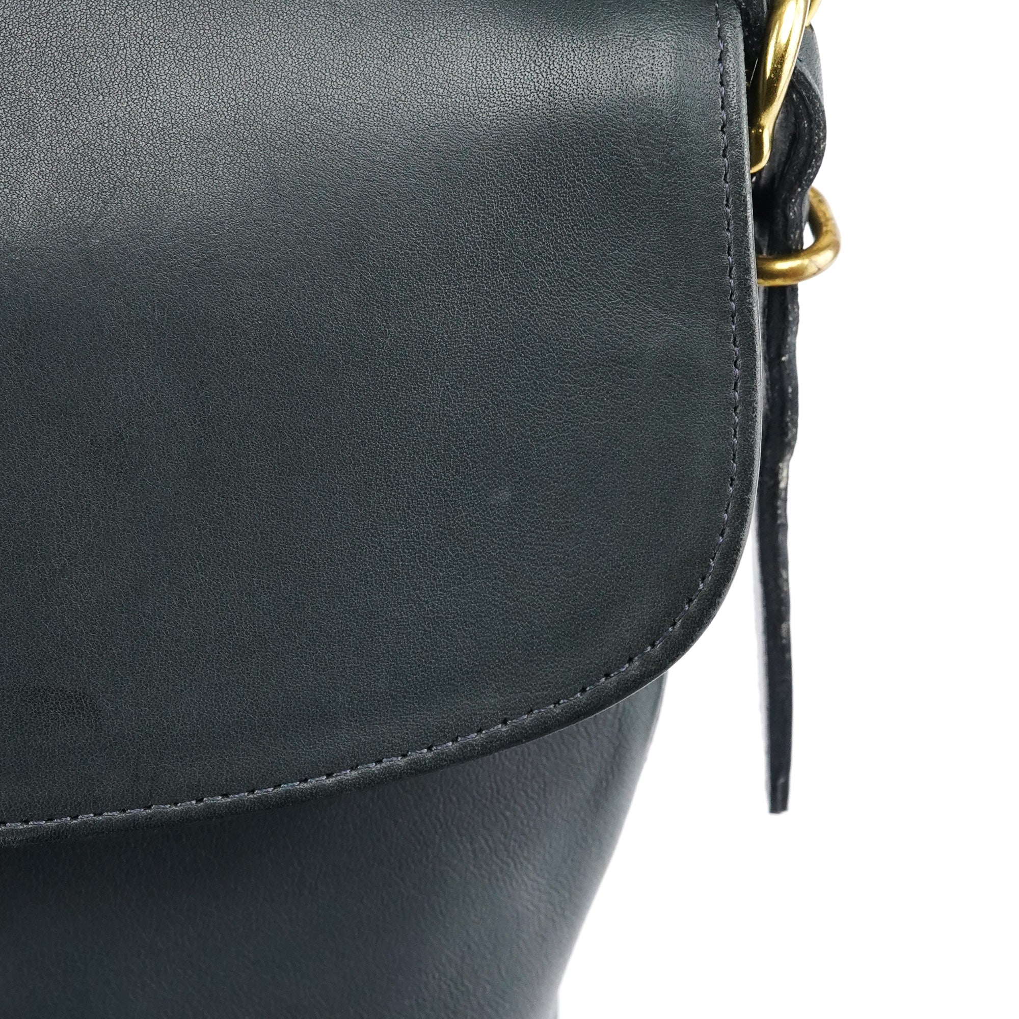 9807 Midnight Navy Leather Flap Shoulder Bag