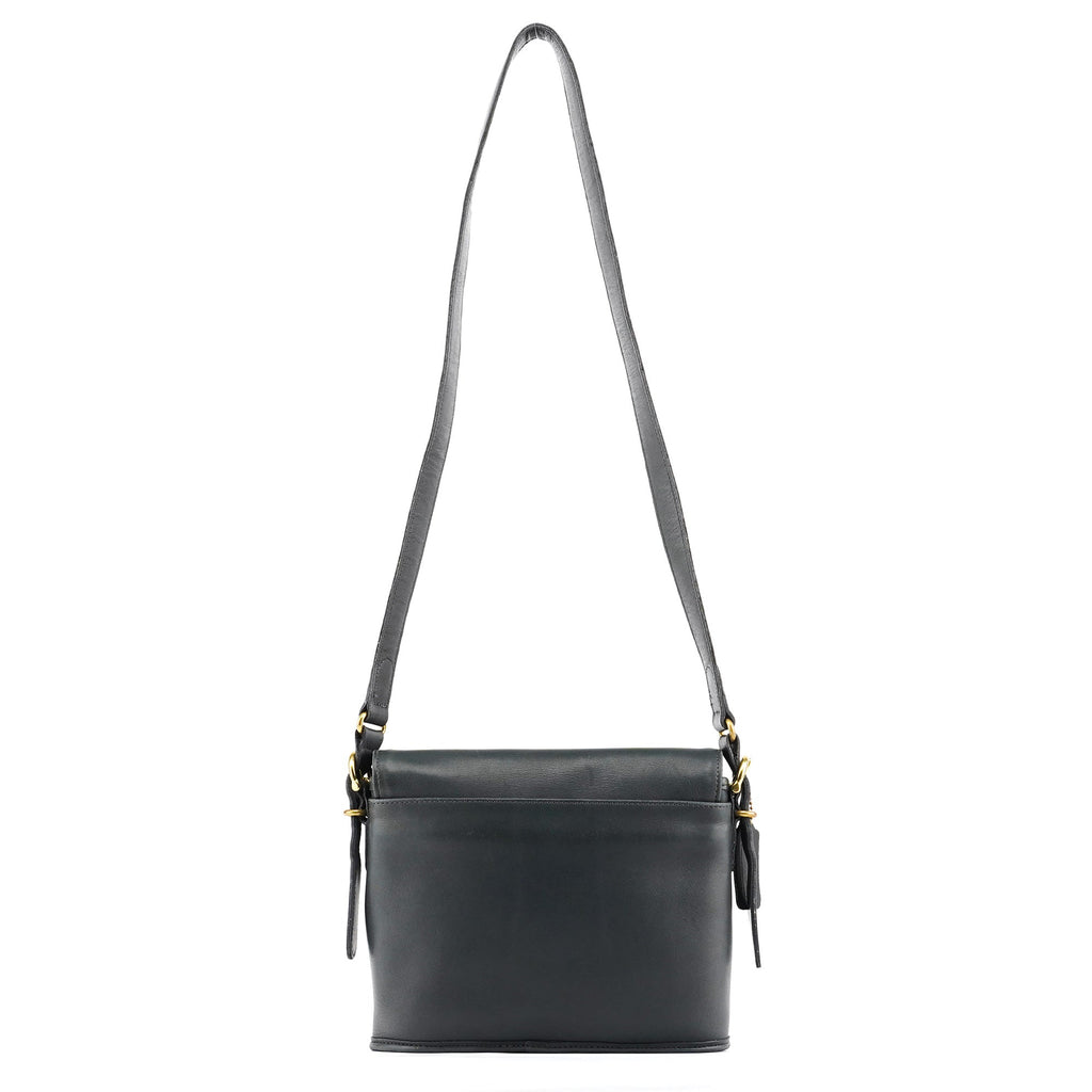 9807 Midnight Navy Leather Flap Shoulder Bag