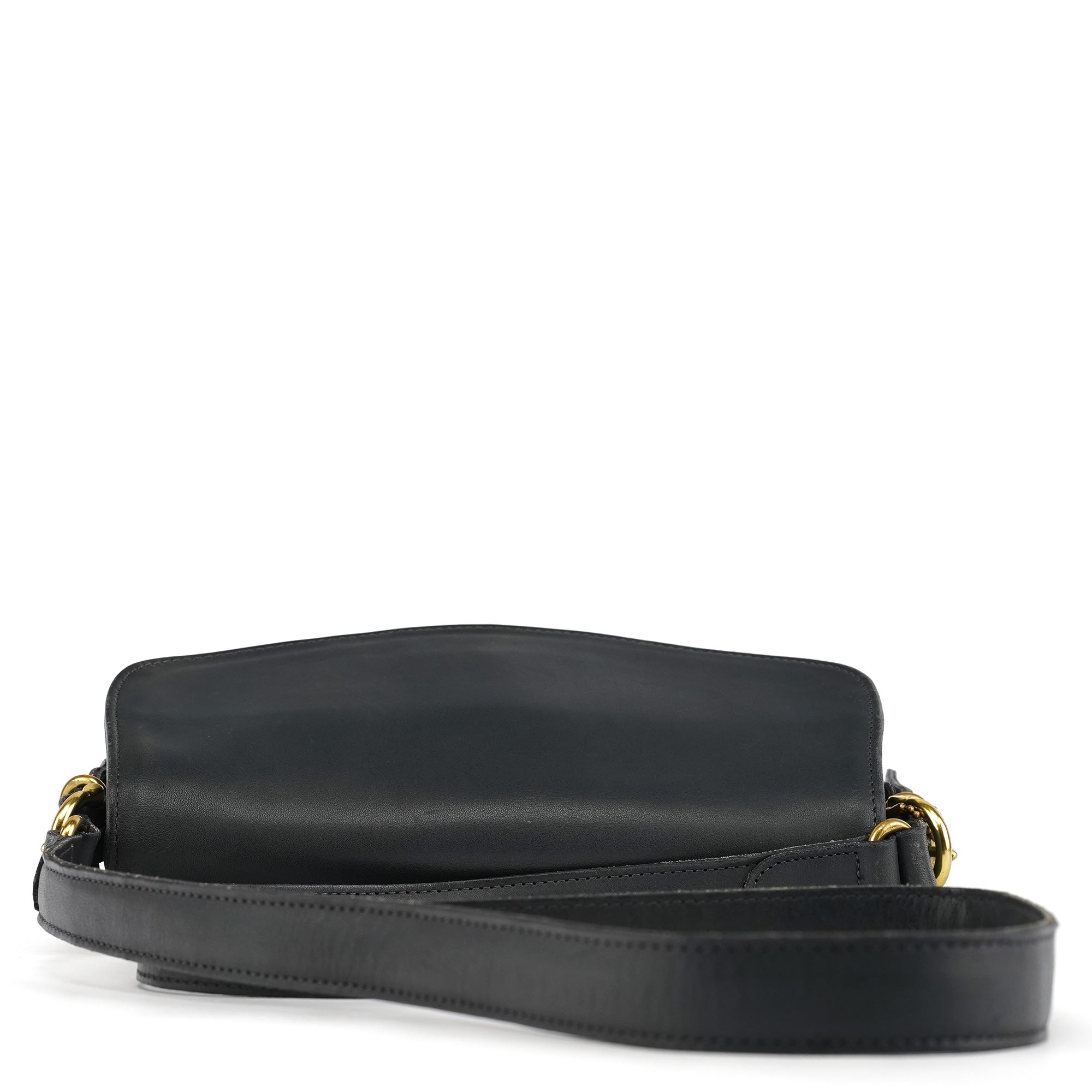 9807 Midnight Navy Leather Flap Shoulder Bag